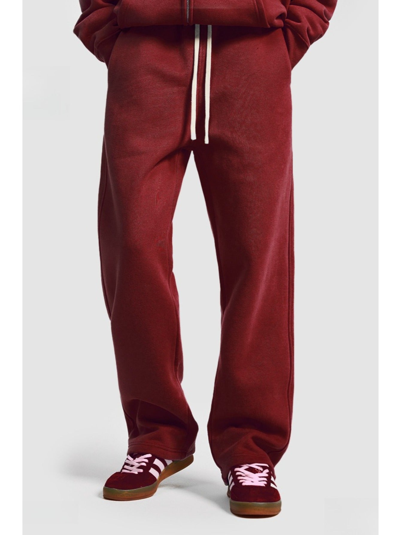 Unisex Hip Hop Streetwear Sweatpants – Autumn Winter 350G Fleece-Lined Straight-Leg Joggers, Loose Fit Casual Solid Color Pants MIRAFASH