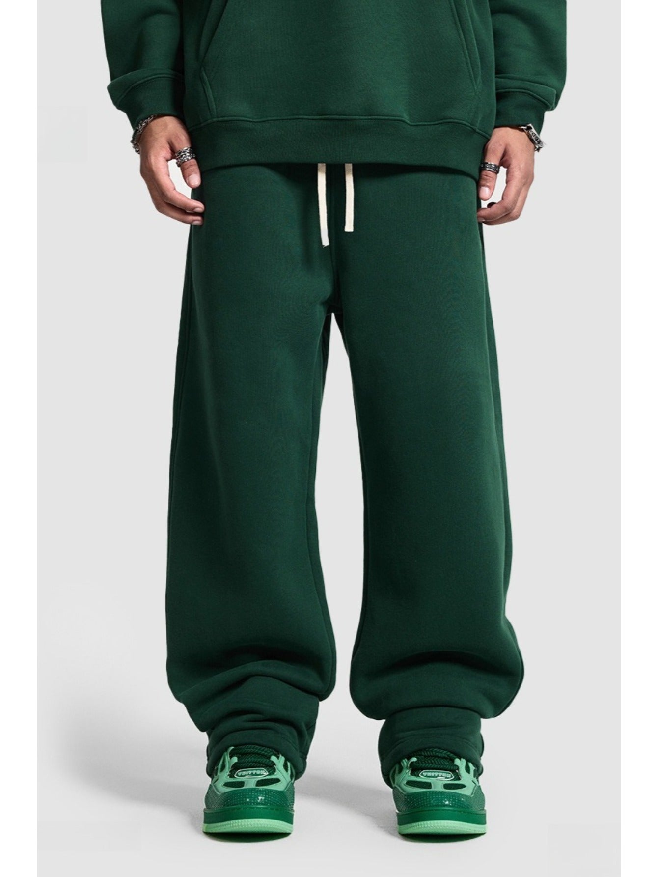 Unisex Hip Hop Streetwear Sweatpants – Autumn Winter 350G Fleece-Lined Straight-Leg Joggers, Loose Fit Casual Solid Color Pants MIRAFASH