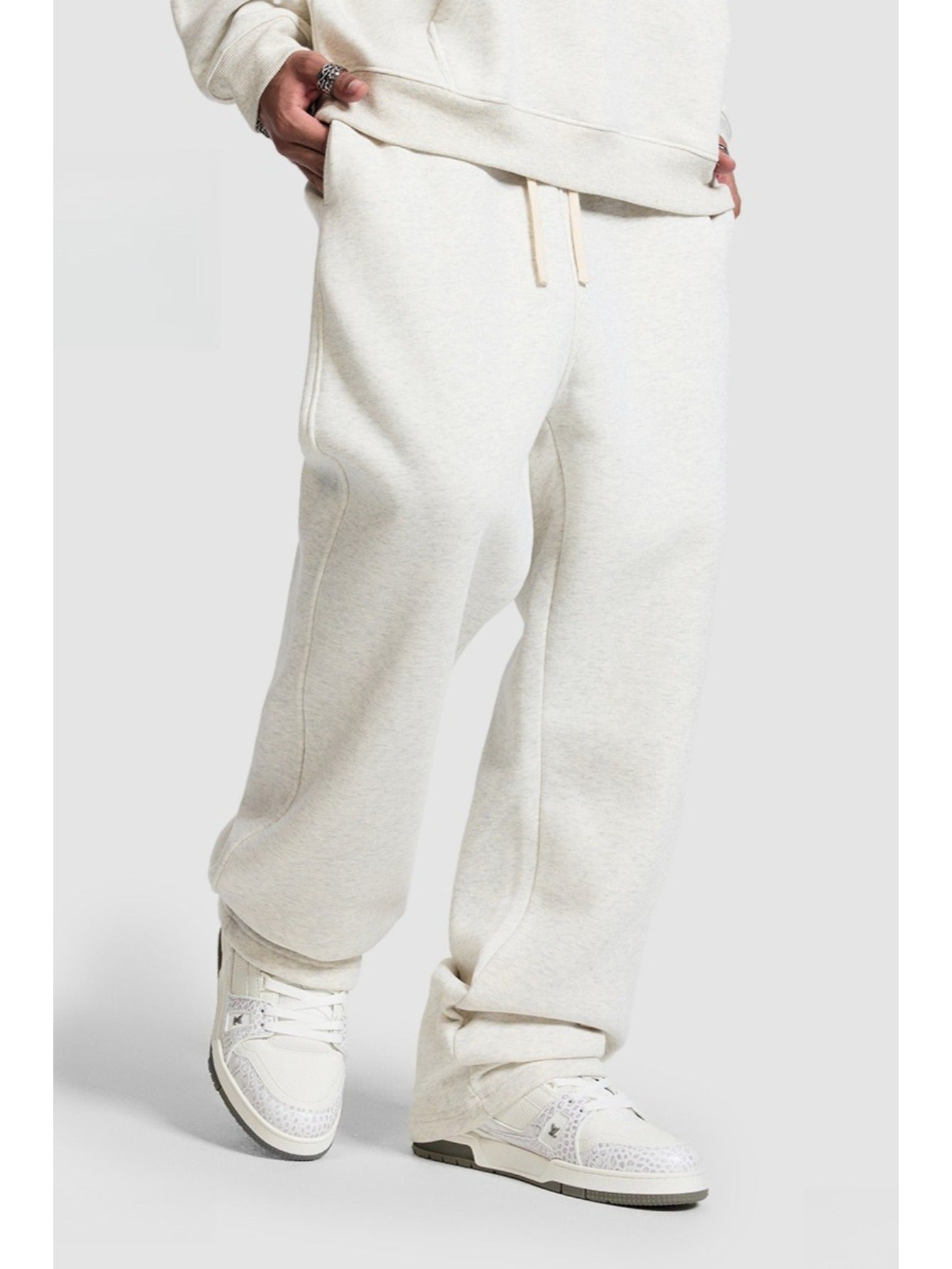 Unisex Hip Hop Streetwear Sweatpants – Autumn Winter 350G Fleece-Lined Straight-Leg Joggers, Loose Fit Casual Solid Color Pants MIRAFASH
