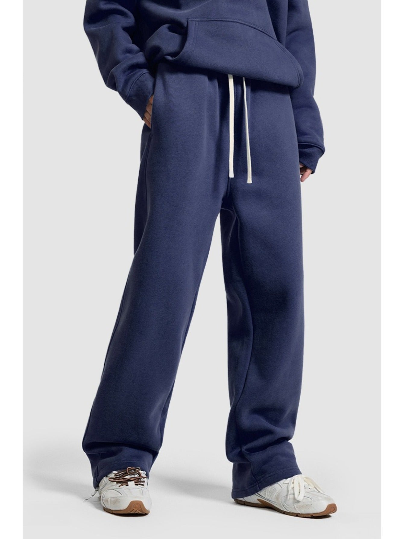 Unisex Hip Hop Streetwear Sweatpants – Autumn Winter 350G Fleece-Lined Straight-Leg Joggers, Loose Fit Casual Solid Color Pants MIRAFASH