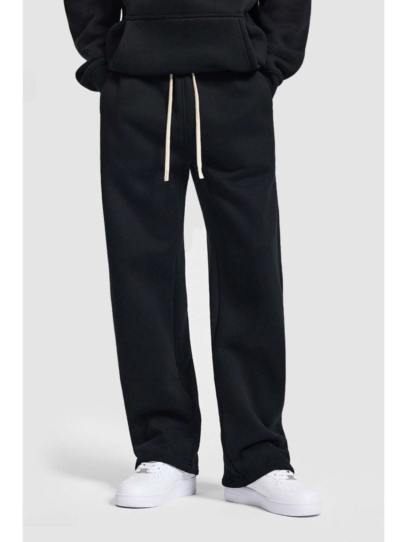 Unisex Hip Hop Streetwear Sweatpants – Autumn Winter 350G Fleece-Lined Straight-Leg Joggers, Loose Fit Casual Solid Color Pants MIRAFASH