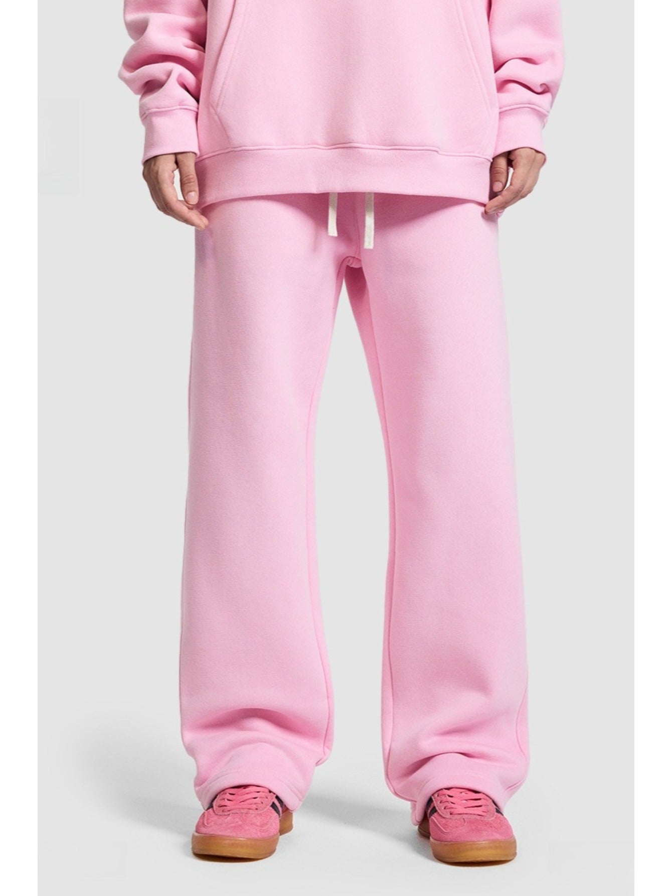 Unisex Hip Hop Streetwear Sweatpants – Autumn Winter 350G Fleece-Lined Straight-Leg Joggers, Loose Fit Casual Solid Color Pants MIRAFASH