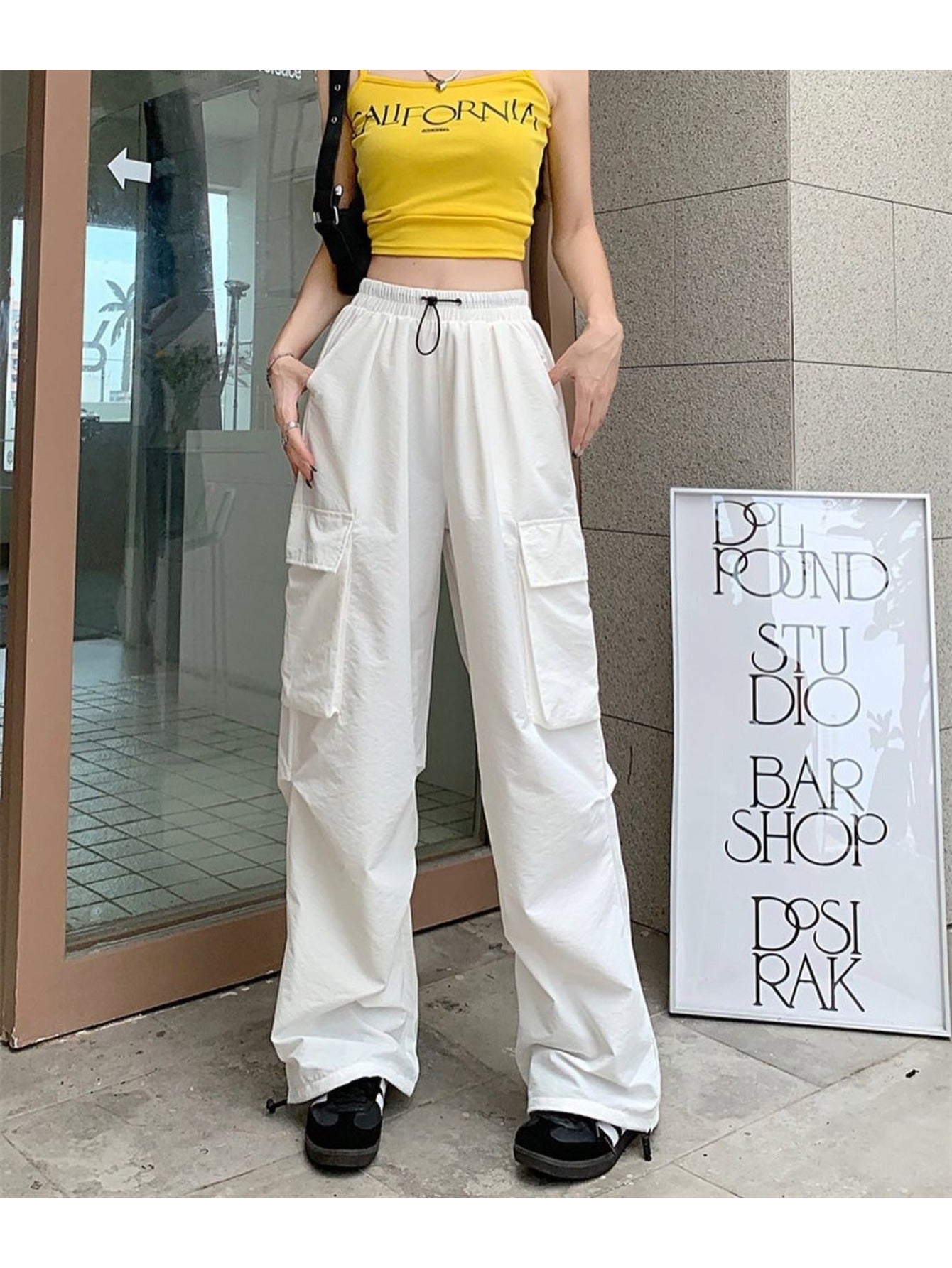 Men's Quick-Dry Cargo Pants - Summer Parachute Trousers, High-Waist Wide-Leg Casual Athletic Long Pants MIRAFASH