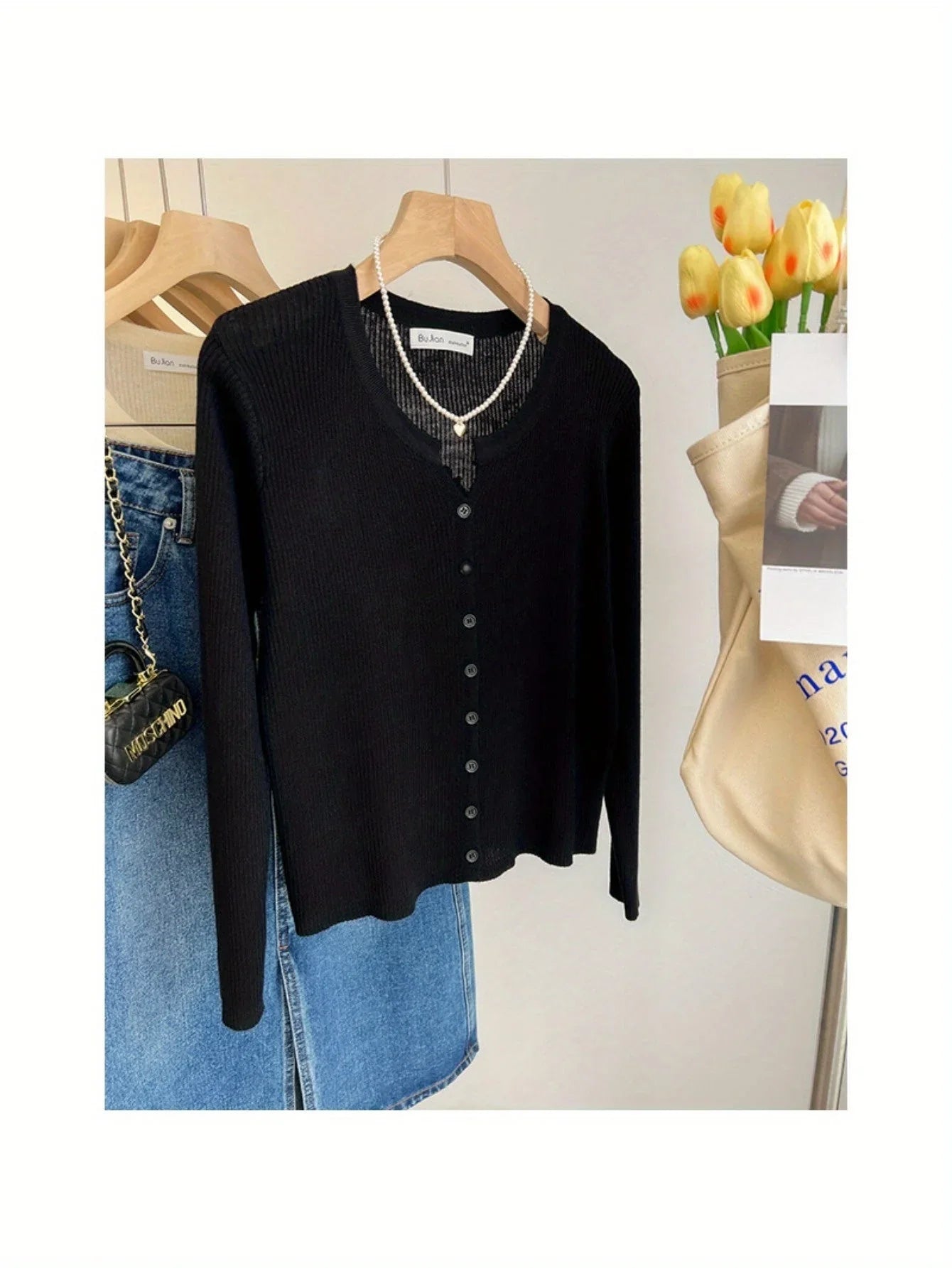 Women'S Lightweight Cardigan - Slim Fit Button-Front Sweater Jacket, Long Sleeve Layering Piece for Spring/Fall/Summer, Office to Party Outfits - Easy Care Chic Outerwear, Casual Wear, Ribbed Texture, Comfortable Wear, Stylish Coverup, Fashion Lovers MIRAFASH