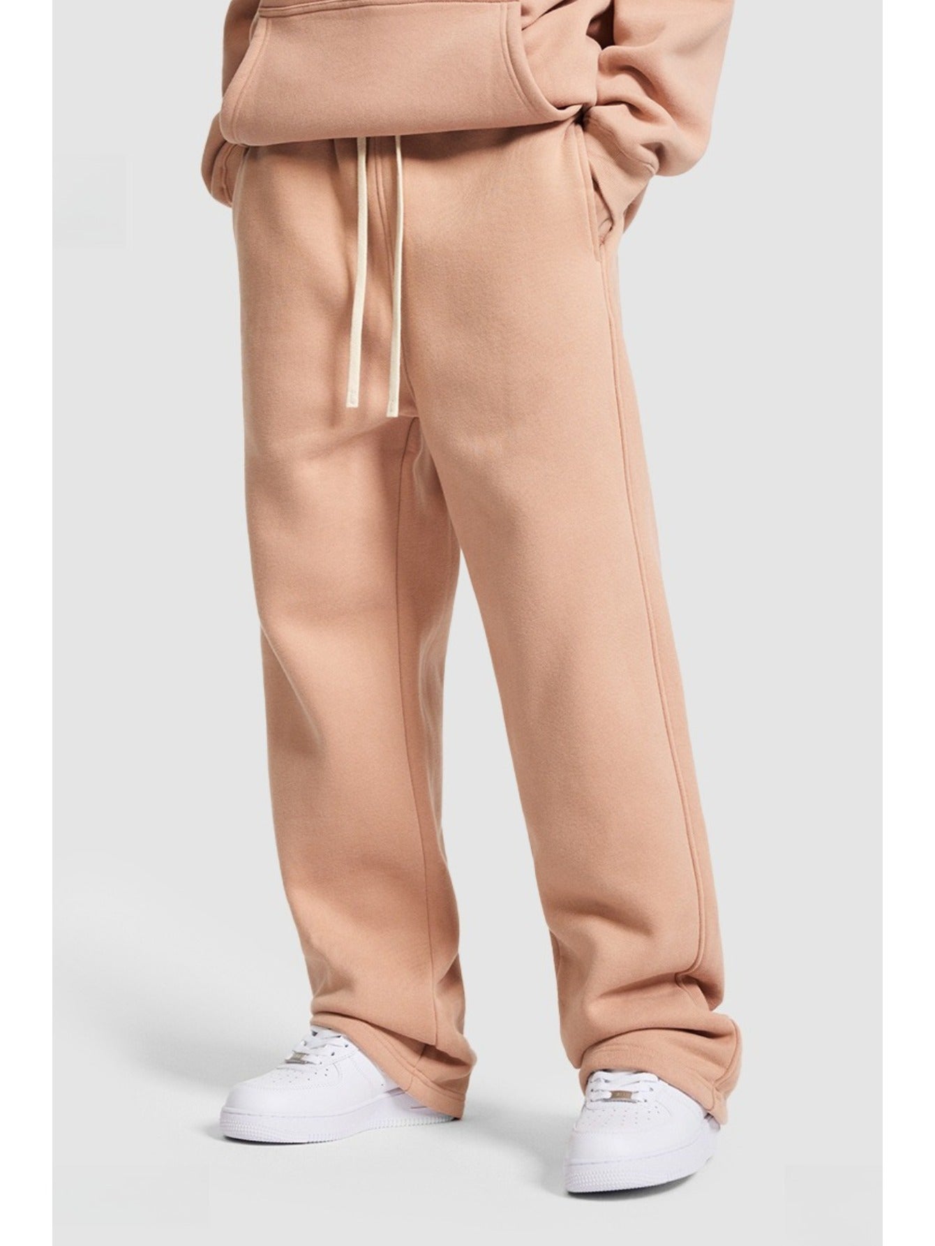 Unisex Hip Hop Streetwear Sweatpants – Autumn Winter 350G Fleece-Lined Straight-Leg Joggers, Loose Fit Casual Solid Color Pants MIRAFASH