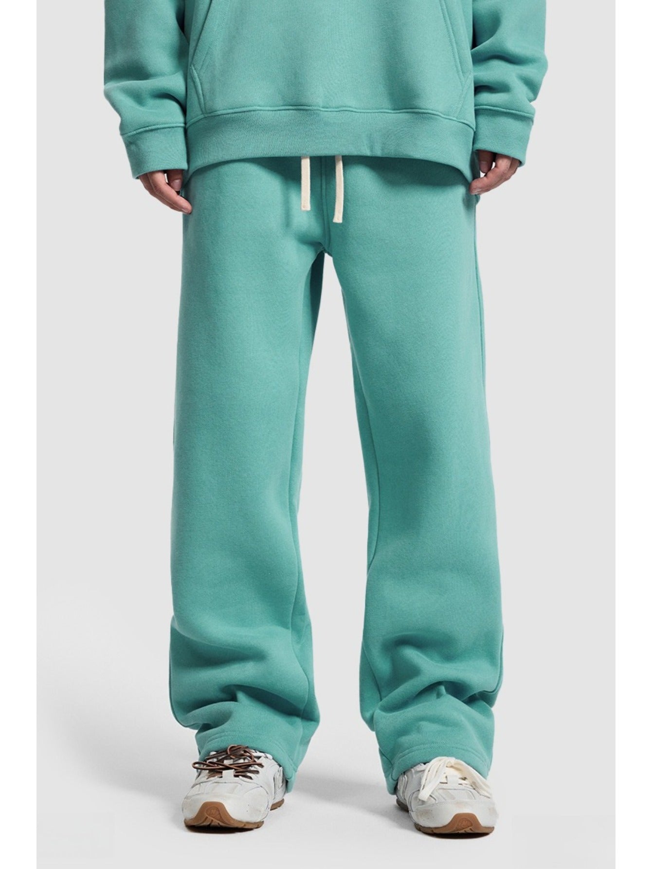 Unisex Hip Hop Streetwear Sweatpants – Autumn Winter 350G Fleece-Lined Straight-Leg Joggers, Loose Fit Casual Solid Color Pants MIRAFASH