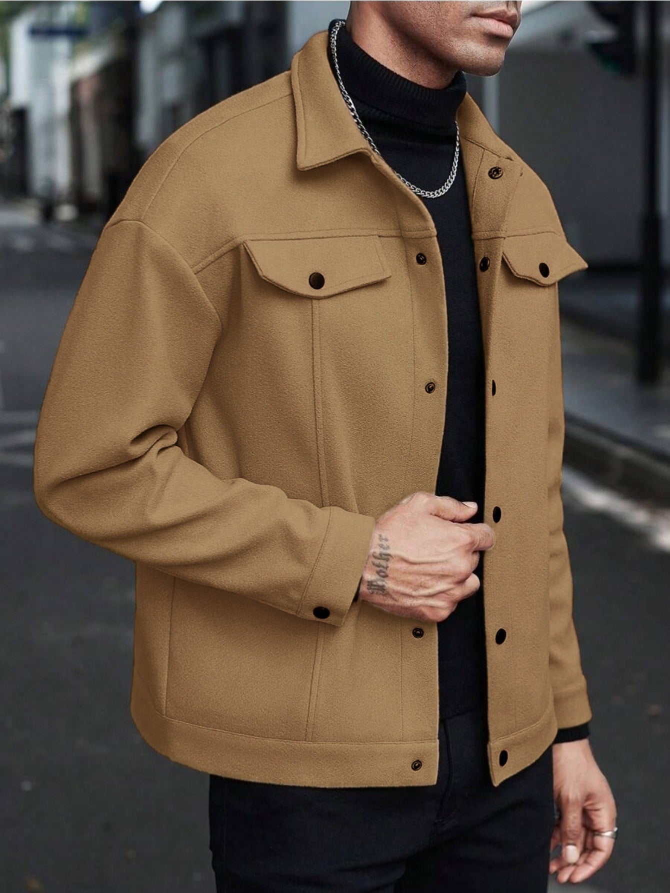 Men's Lapel Collar Jacket - Fall Winter Casual Sports Business Blazer Lightweight Windbreaker Outdoor Coat Slim Fit Zip Up Outerwear for Men MIRAFASH