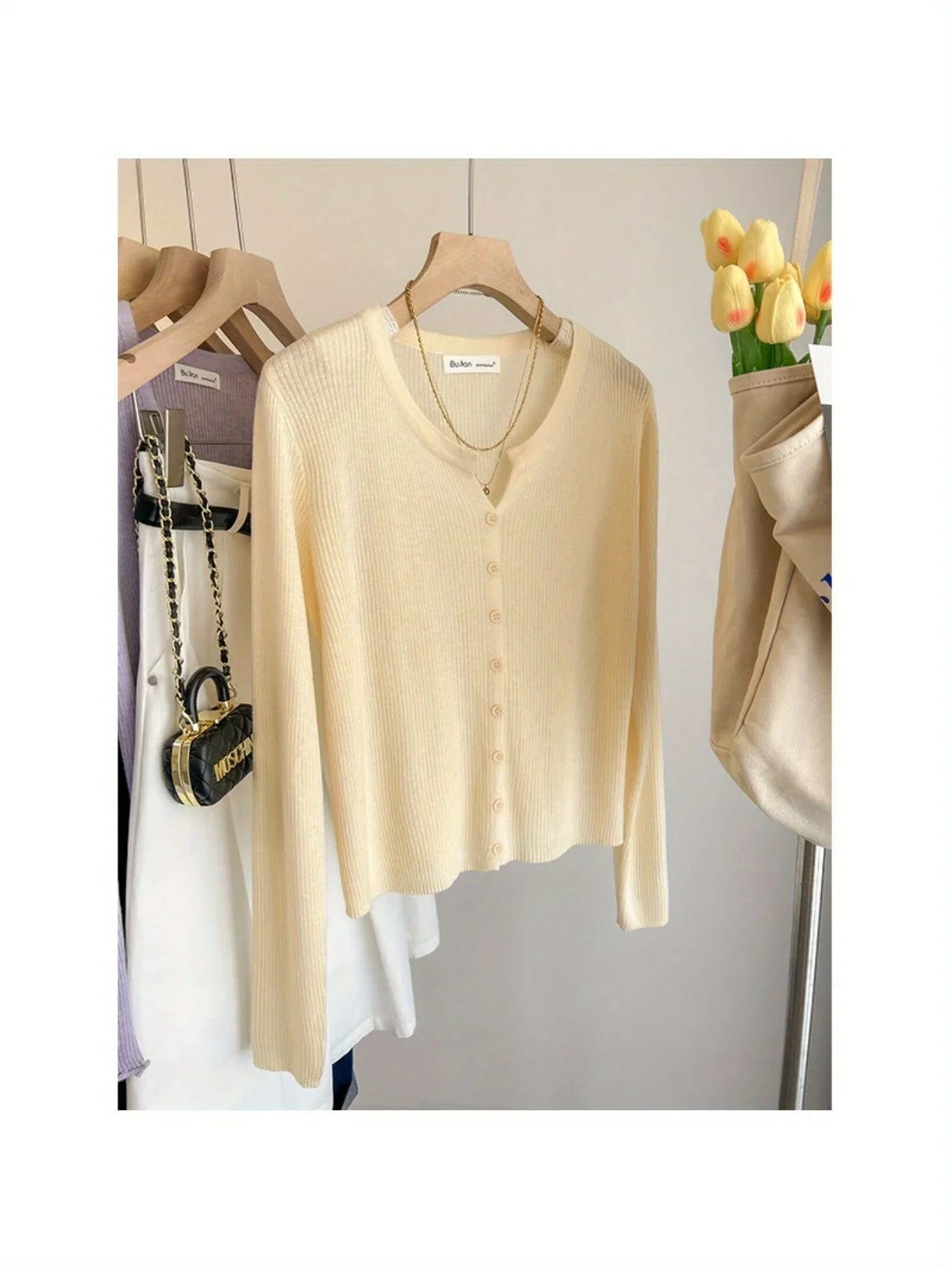 Women'S Lightweight Cardigan - Slim Fit Button-Front Sweater Jacket, Long Sleeve Layering Piece for Spring/Fall/Summer, Office to Party Outfits - Easy Care Chic Outerwear, Casual Wear, Ribbed Texture, Comfortable Wear, Stylish Coverup, Fashion Lovers MIRAFASH