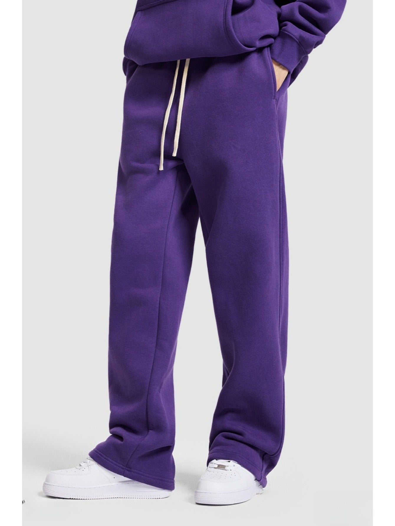 Unisex Hip Hop Streetwear Sweatpants – Autumn Winter 350G Fleece-Lined Straight-Leg Joggers, Loose Fit Casual Solid Color Pants MIRAFASH