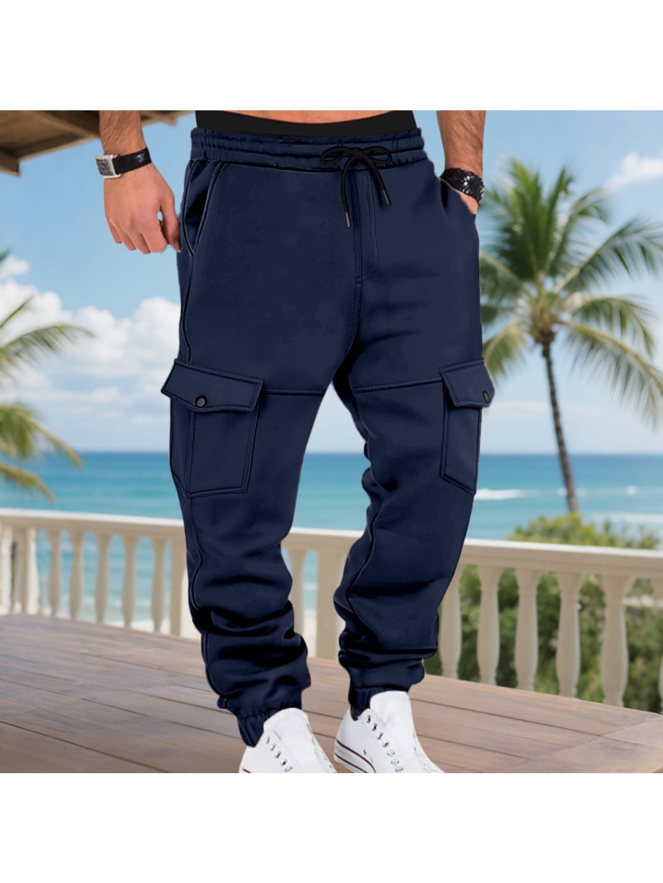 Men's Fleece Lined Cargo Pants - Multi Pocket Tactical Joggers Wide Leg Tapered Outdoor Sports Casual Winter Pants MIRAFASH