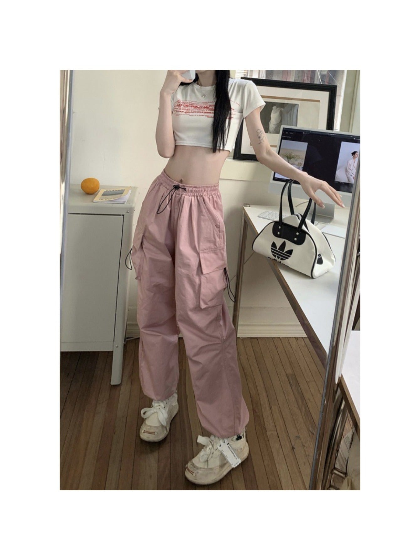 Men's Quick-Dry Cargo Pants - Summer Parachute Trousers, High-Waist Wide-Leg Casual Athletic Long Pants MIRAFASH