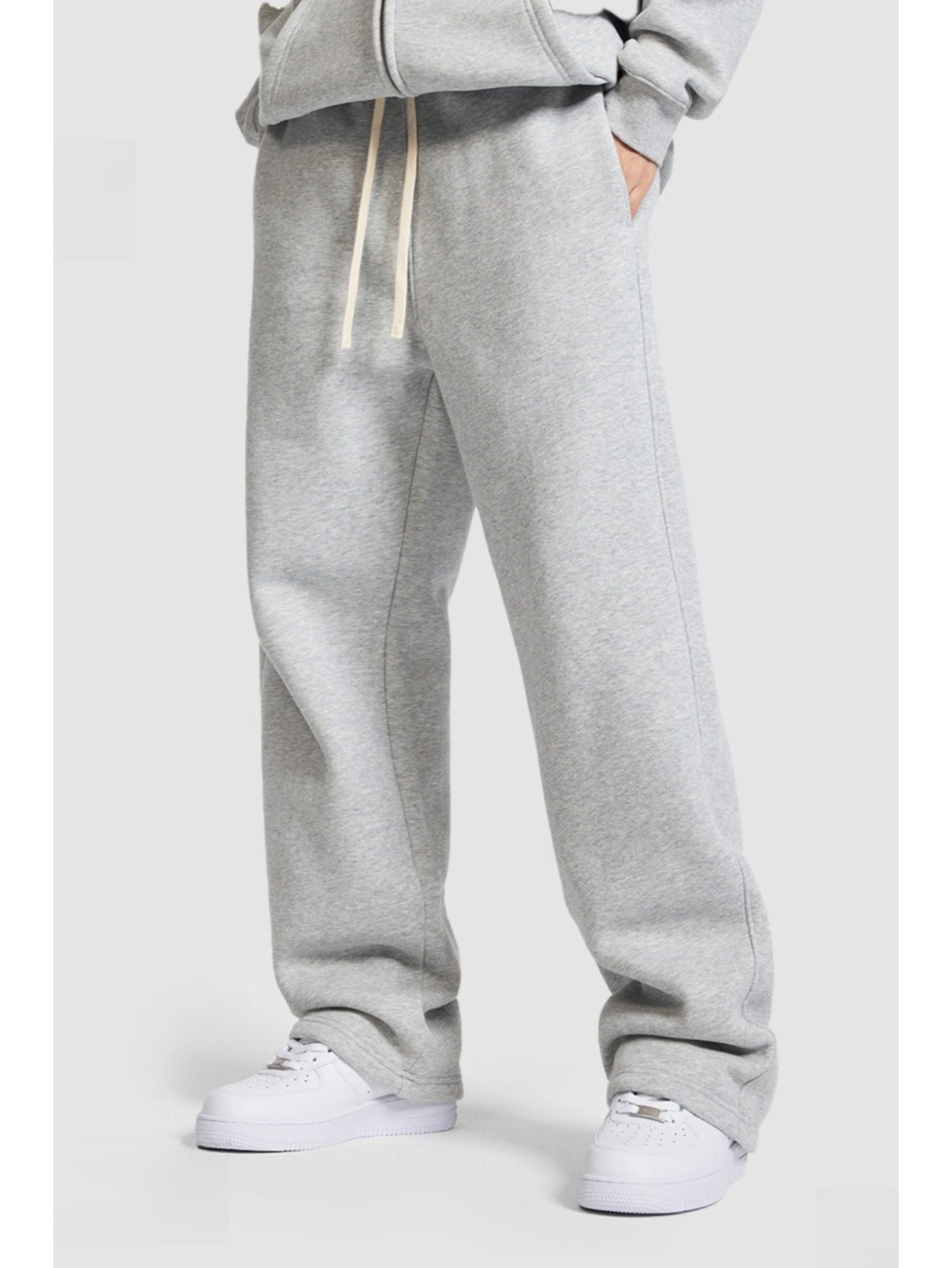 Unisex Hip Hop Streetwear Sweatpants – Autumn Winter 350G Fleece-Lined Straight-Leg Joggers, Loose Fit Casual Solid Color Pants MIRAFASH