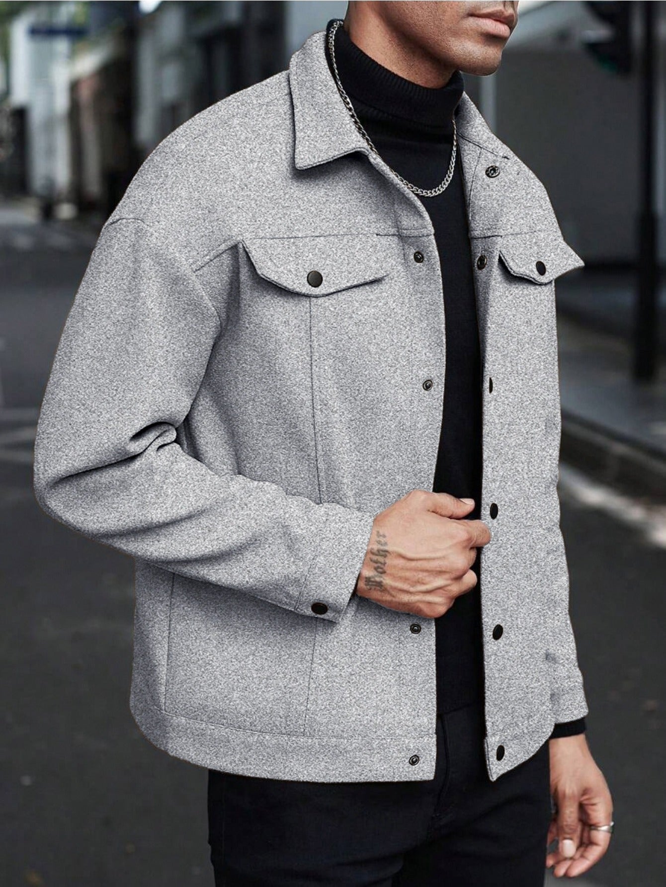Men's Lapel Collar Jacket - Fall Winter Casual Sports Business Blazer Lightweight Windbreaker Outdoor Coat Slim Fit Zip Up Outerwear for Men MIRAFASH