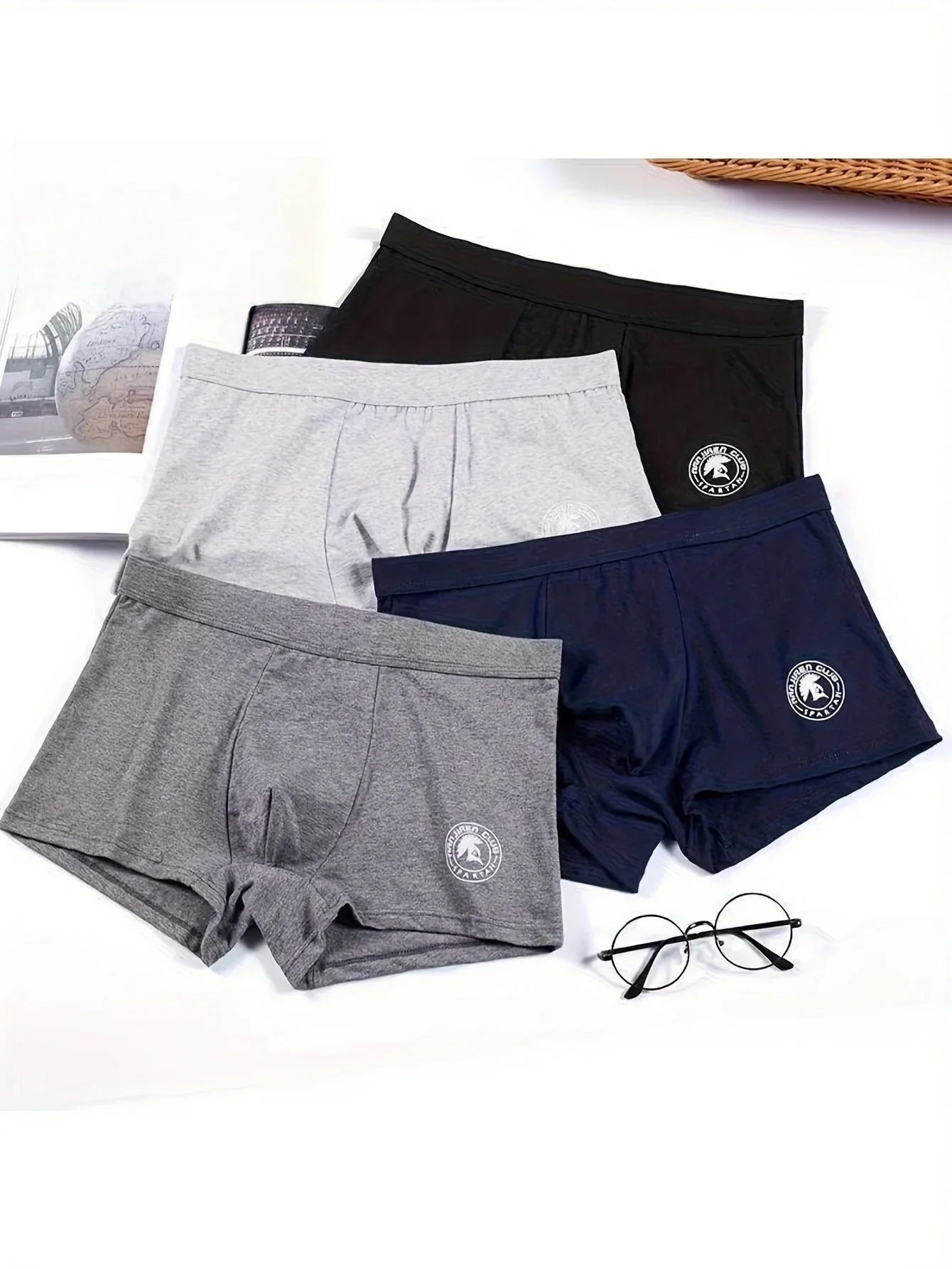 4pcs Asian Sizing - Runs Small Men'S Cotton Boxer Briefs - Comfortable Mid-Rise Underwear, Solid Color, L To 6XL, Plus Size MIRAFASH