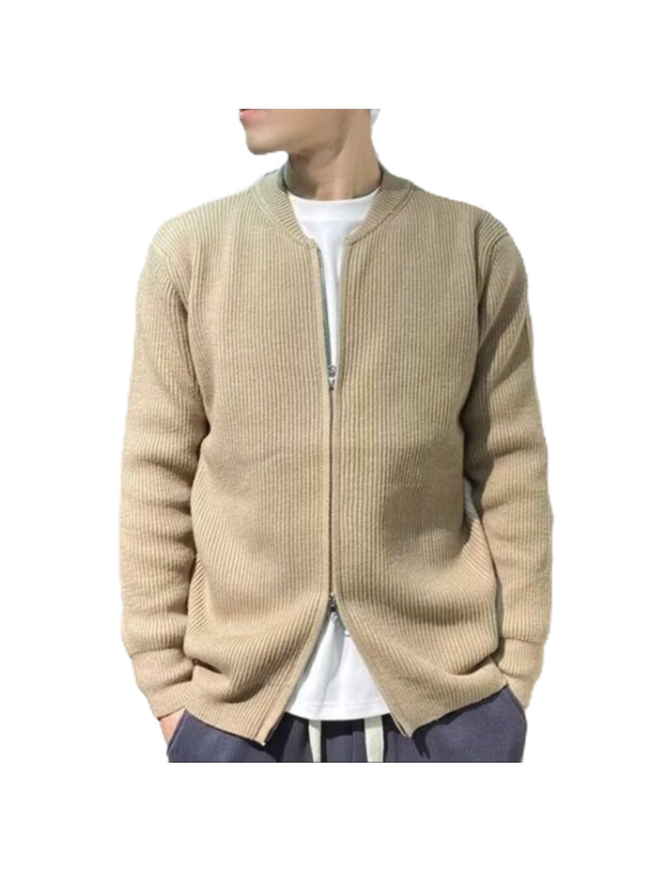 Men's Plus Size Cardigan Sweater – Warm Slim Fit Knitwear Jacket, Business Casual Outerwear MIRAFASH