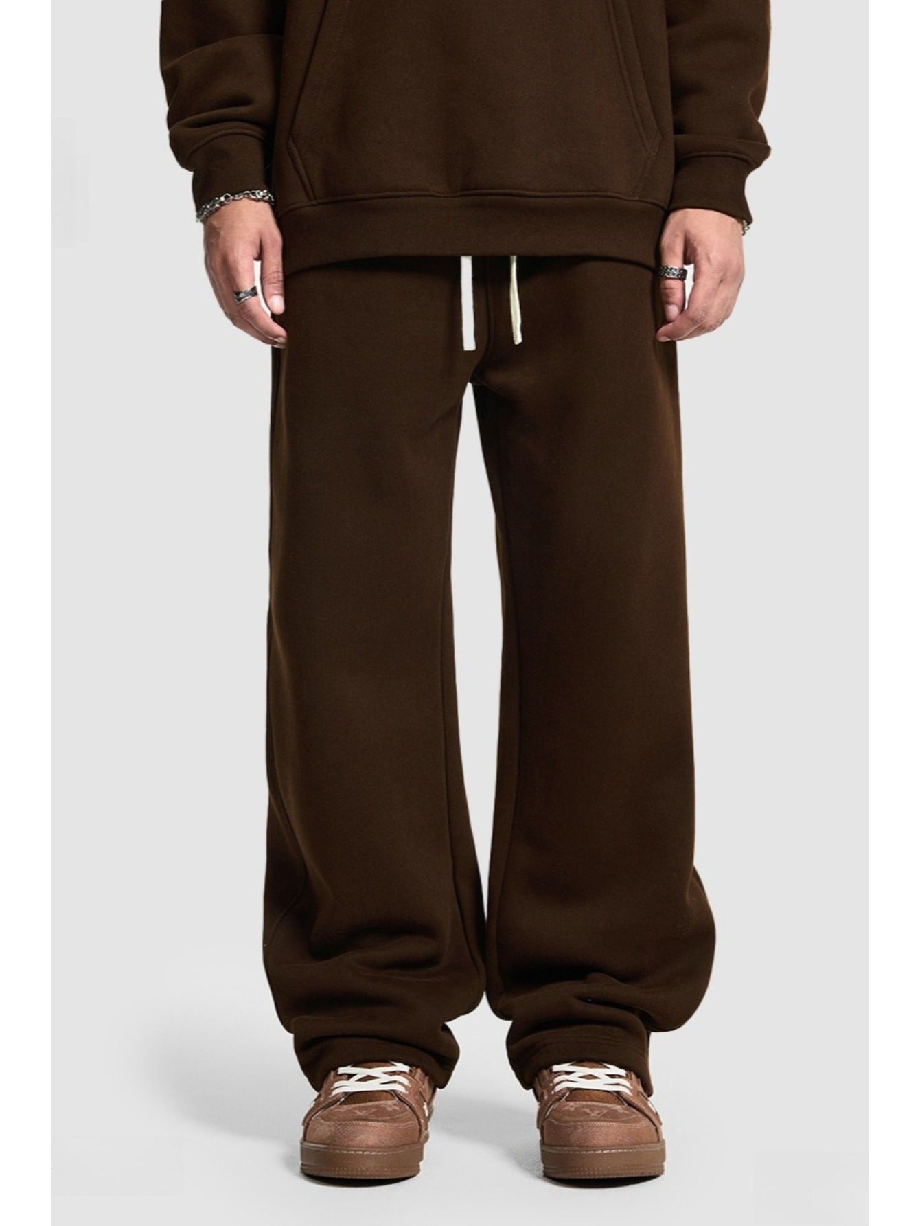 Unisex Hip Hop Streetwear Sweatpants – Autumn Winter 350G Fleece-Lined Straight-Leg Joggers, Loose Fit Casual Solid Color Pants MIRAFASH