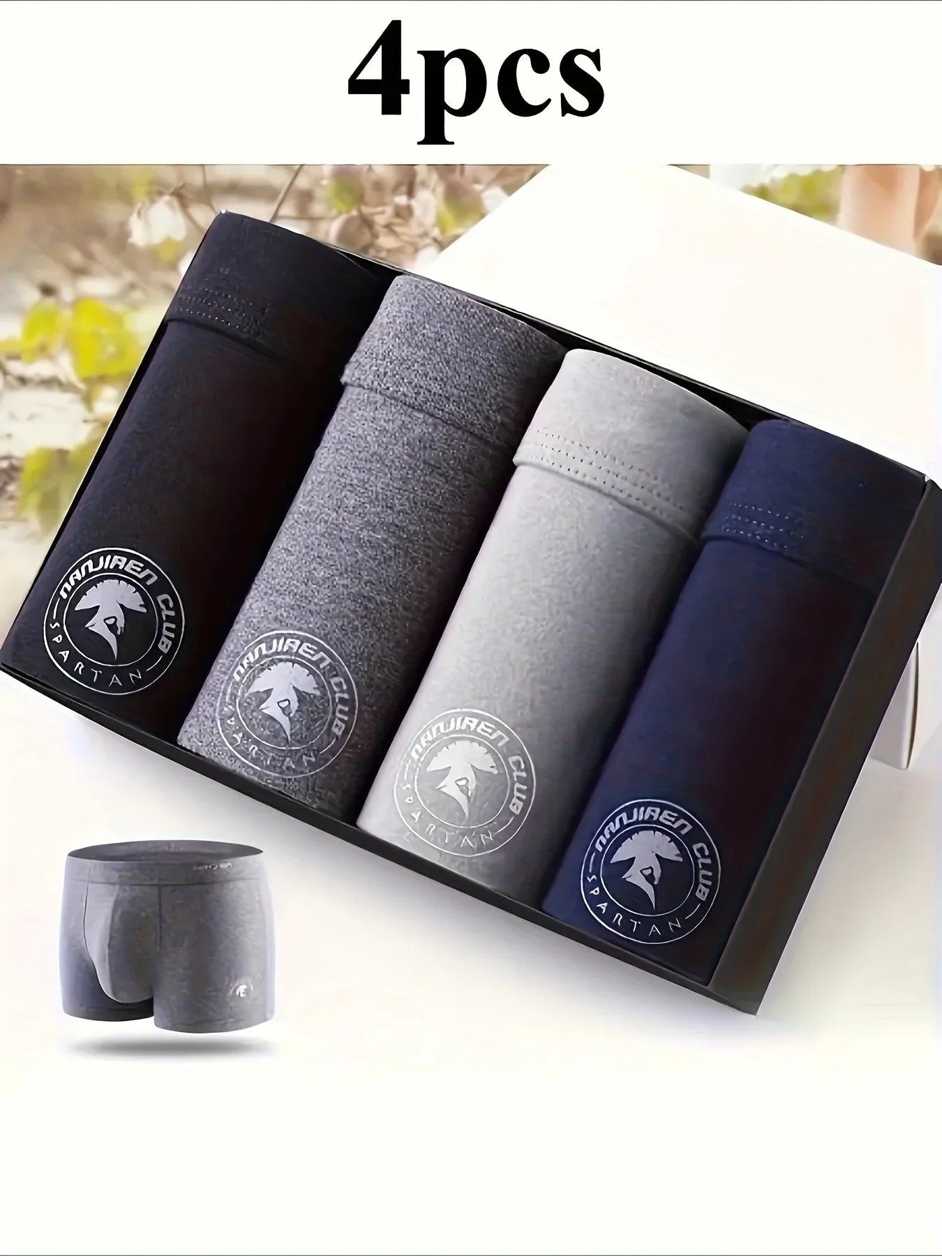 4pcs Asian Sizing - Runs Small Men'S Cotton Boxer Briefs - Comfortable Mid-Rise Underwear, Solid Color, L To 6XL, Plus Size MIRAFASH