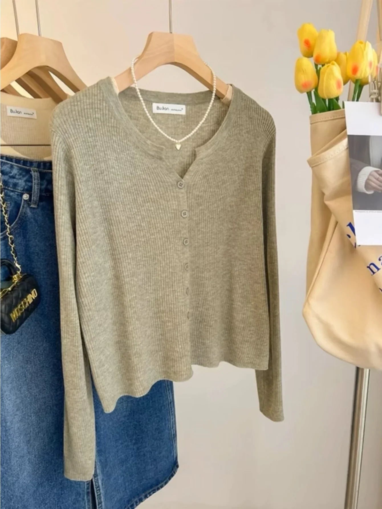 Women'S Lightweight Cardigan - Slim Fit Button-Front Sweater Jacket, Long Sleeve Layering Piece for Spring/Fall/Summer, Office to Party Outfits - Easy Care Chic Outerwear, Casual Wear, Ribbed Texture, Comfortable Wear, Stylish Coverup, Fashion Lovers MIRAFASH
