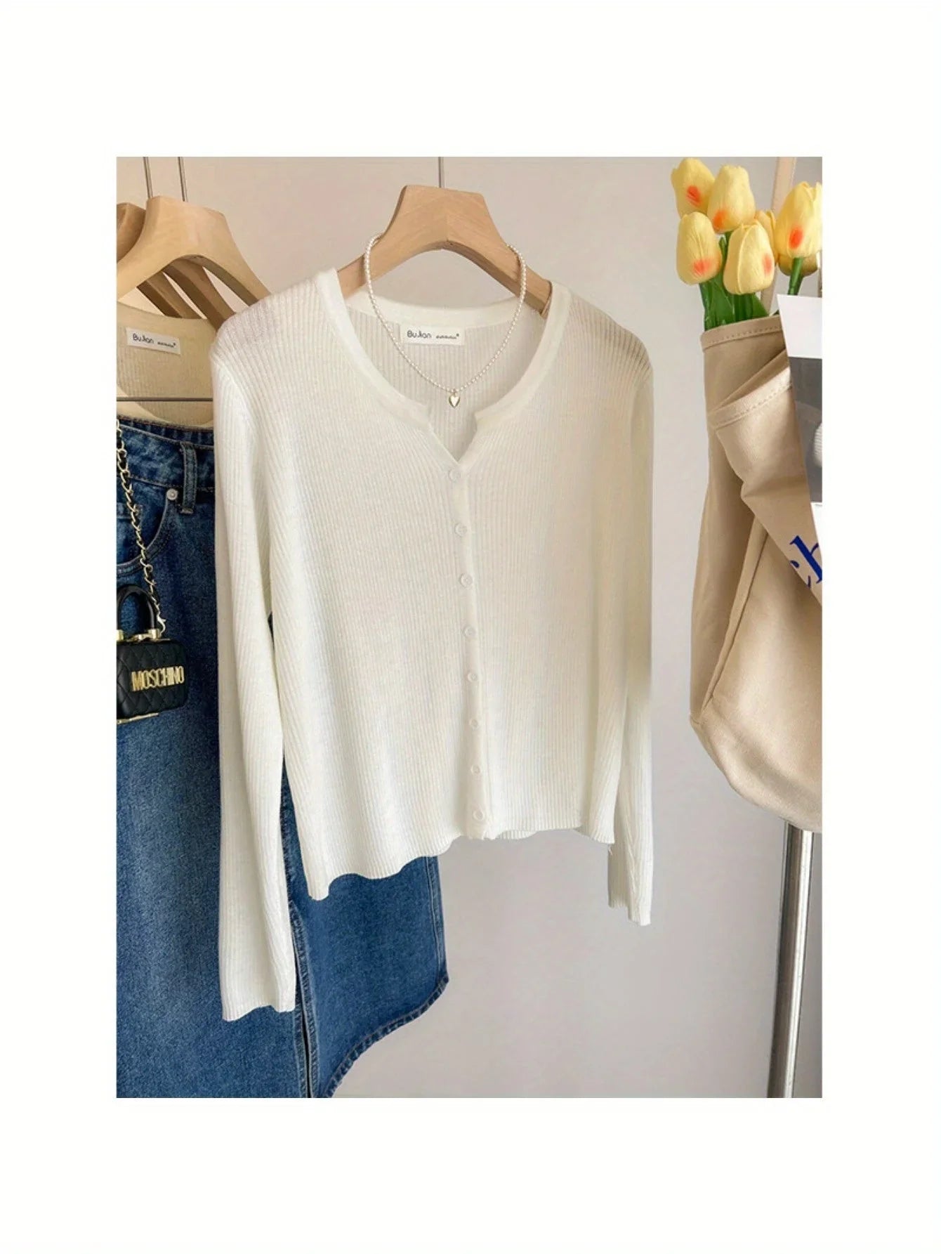 Women'S Lightweight Cardigan - Slim Fit Button-Front Sweater Jacket, Long Sleeve Layering Piece for Spring/Fall/Summer, Office to Party Outfits - Easy Care Chic Outerwear, Casual Wear, Ribbed Texture, Comfortable Wear, Stylish Coverup, Fashion Lovers MIRAFASH