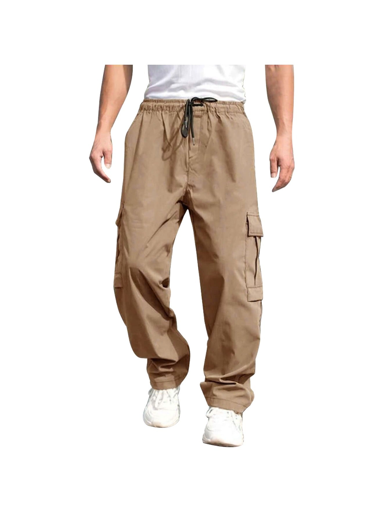 Baggy Men's Cargo Pants - Straight Leg Pocket Pants, Streetwear Utility Trousers, Casual Work Pants for Guys Who Love Pockets More Than Friends MIRAFASH