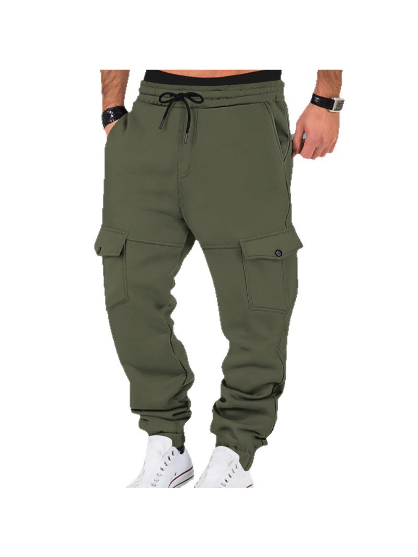 Men's Fleece Lined Cargo Pants - Multi Pocket Tactical Joggers Wide Leg Tapered Outdoor Sports Casual Winter Pants MIRAFASH