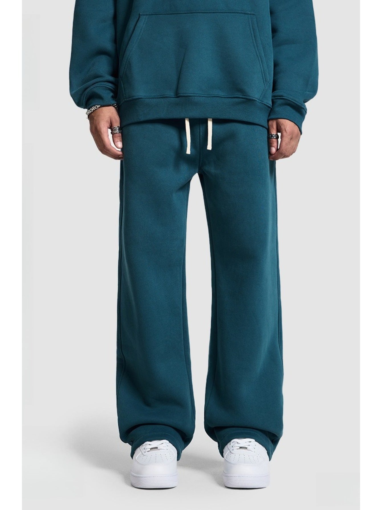 Unisex Hip Hop Streetwear Sweatpants – Autumn Winter 350G Fleece-Lined Straight-Leg Joggers, Loose Fit Casual Solid Color Pants MIRAFASH
