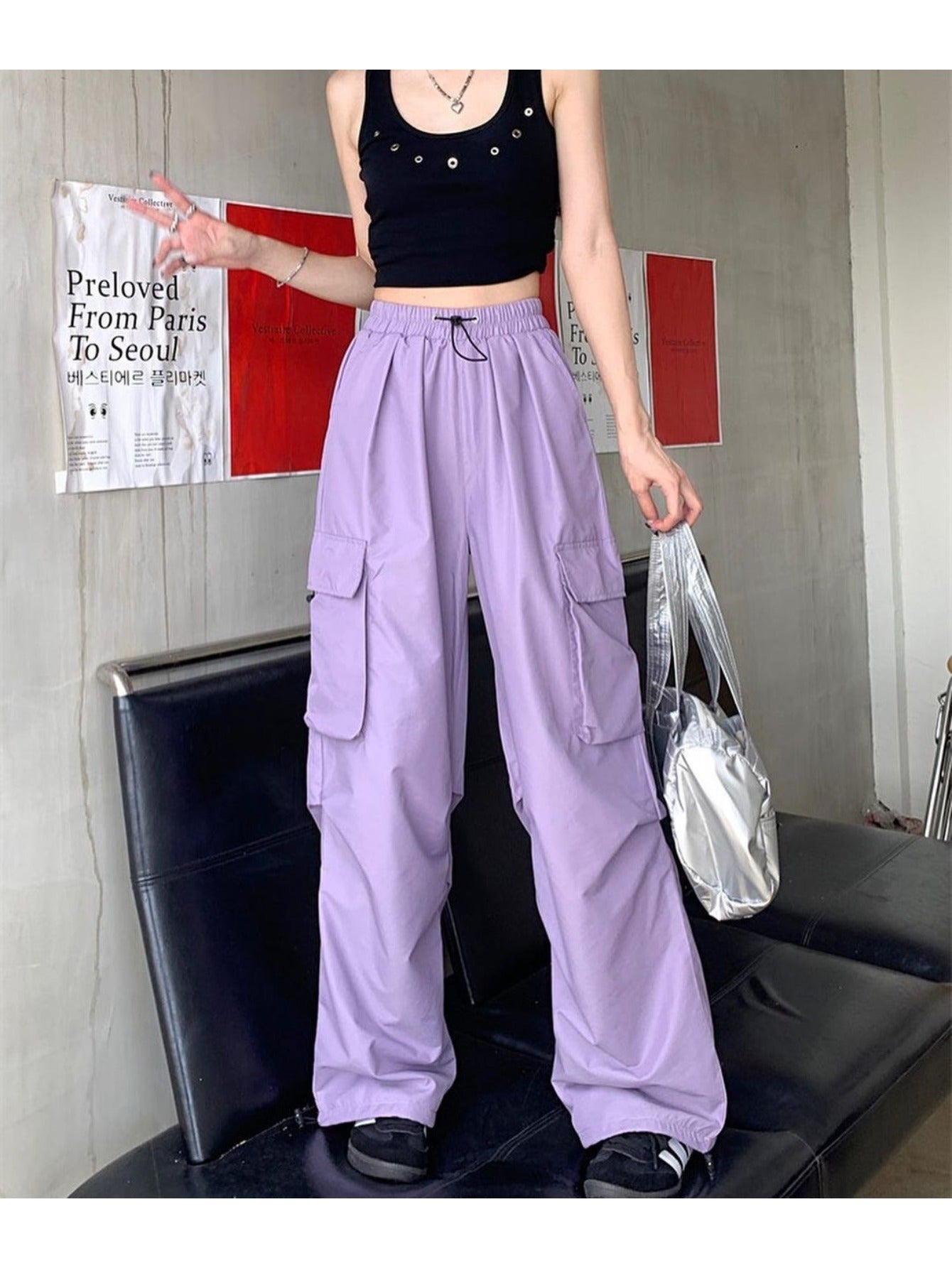 Men's Quick-Dry Cargo Pants - Summer Parachute Trousers, High-Waist Wide-Leg Casual Athletic Long Pants MIRAFASH