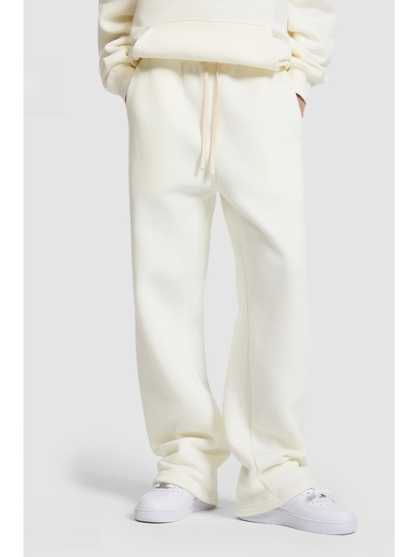 Unisex Hip Hop Streetwear Sweatpants – Autumn Winter 350G Fleece-Lined Straight-Leg Joggers, Loose Fit Casual Solid Color Pants MIRAFASH