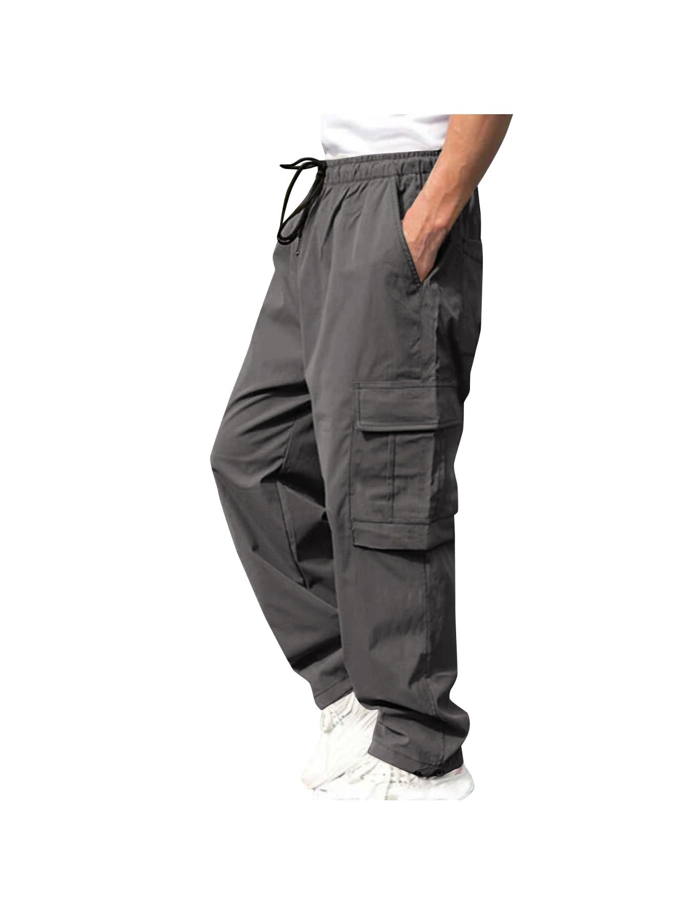 Baggy Men's Cargo Pants - Straight Leg Pocket Pants, Streetwear Utility Trousers, Casual Work Pants for Guys Who Love Pockets More Than Friends MIRAFASH