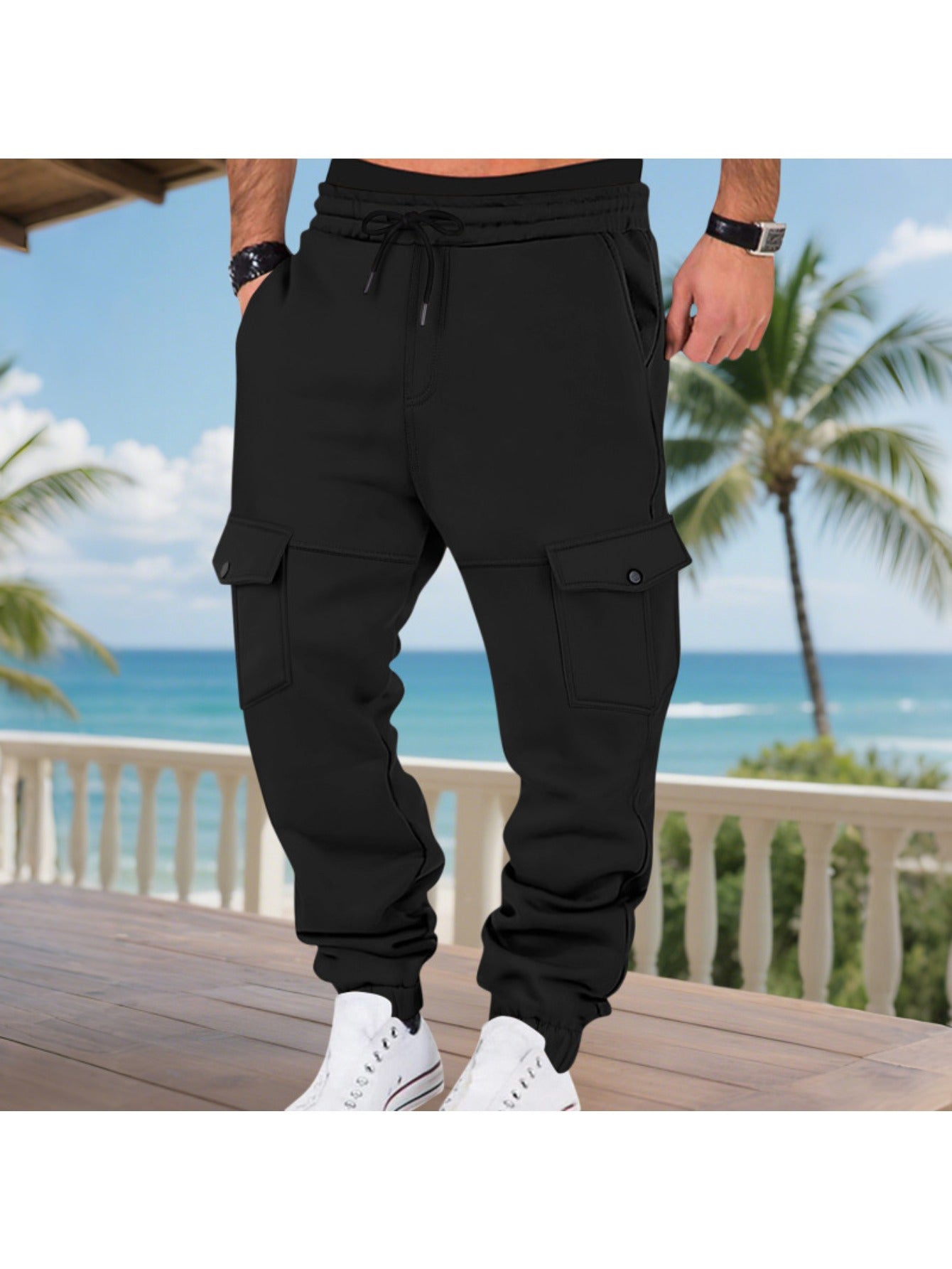 Men's Fleece Lined Cargo Pants - Multi Pocket Tactical Joggers Wide Leg Tapered Outdoor Sports Casual Winter Pants MIRAFASH