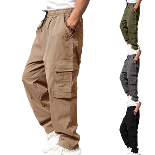 Baggy Men's Cargo Pants - Straight Leg Pocket Pants, Streetwear Utility Trousers, Casual Work Pants for Guys Who Love Pockets More Than Friends MIRAFASH
