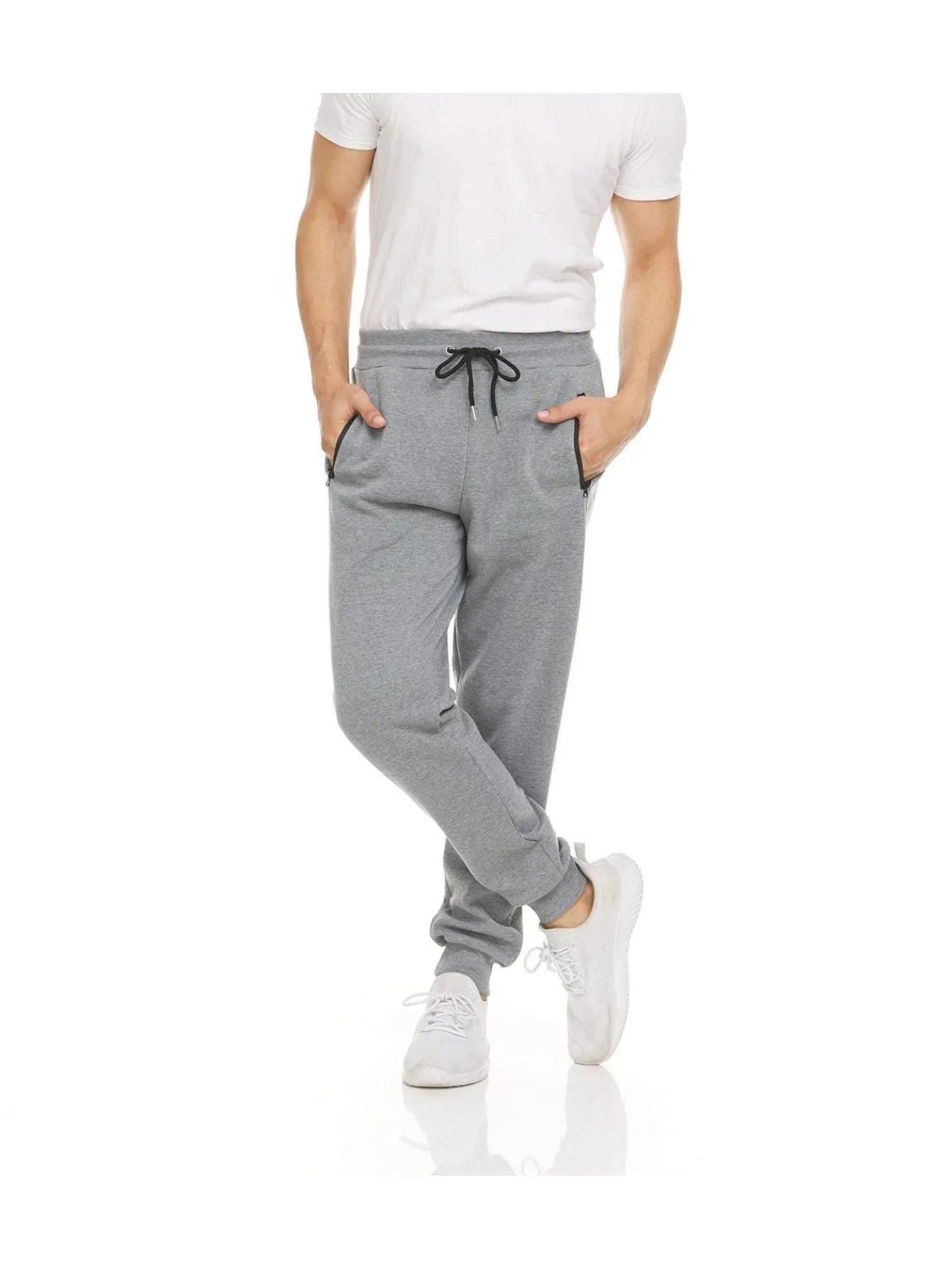 Men's Athletic Jogger Pants – Slim Fit Casual Sweatpants with Zipper Pockets, Solid Color Tapered Track Pants, Sports Running Pants, Workout Training Joggers, Comfortable Elastic Waist Long Pants for Men MIRAFASH