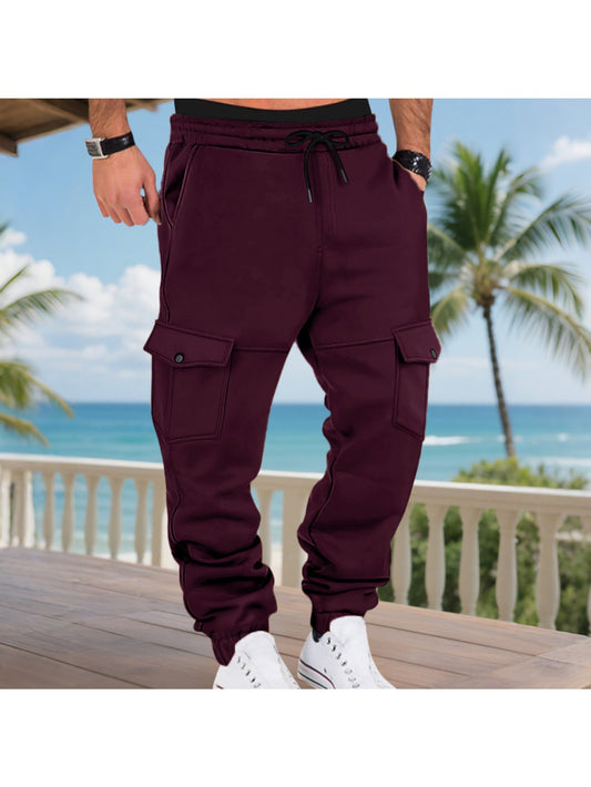 Men's Fleece Lined Cargo Pants - Multi Pocket Tactical Joggers Wide Leg Tapered Outdoor Sports Casual Winter Pants MIRAFASH