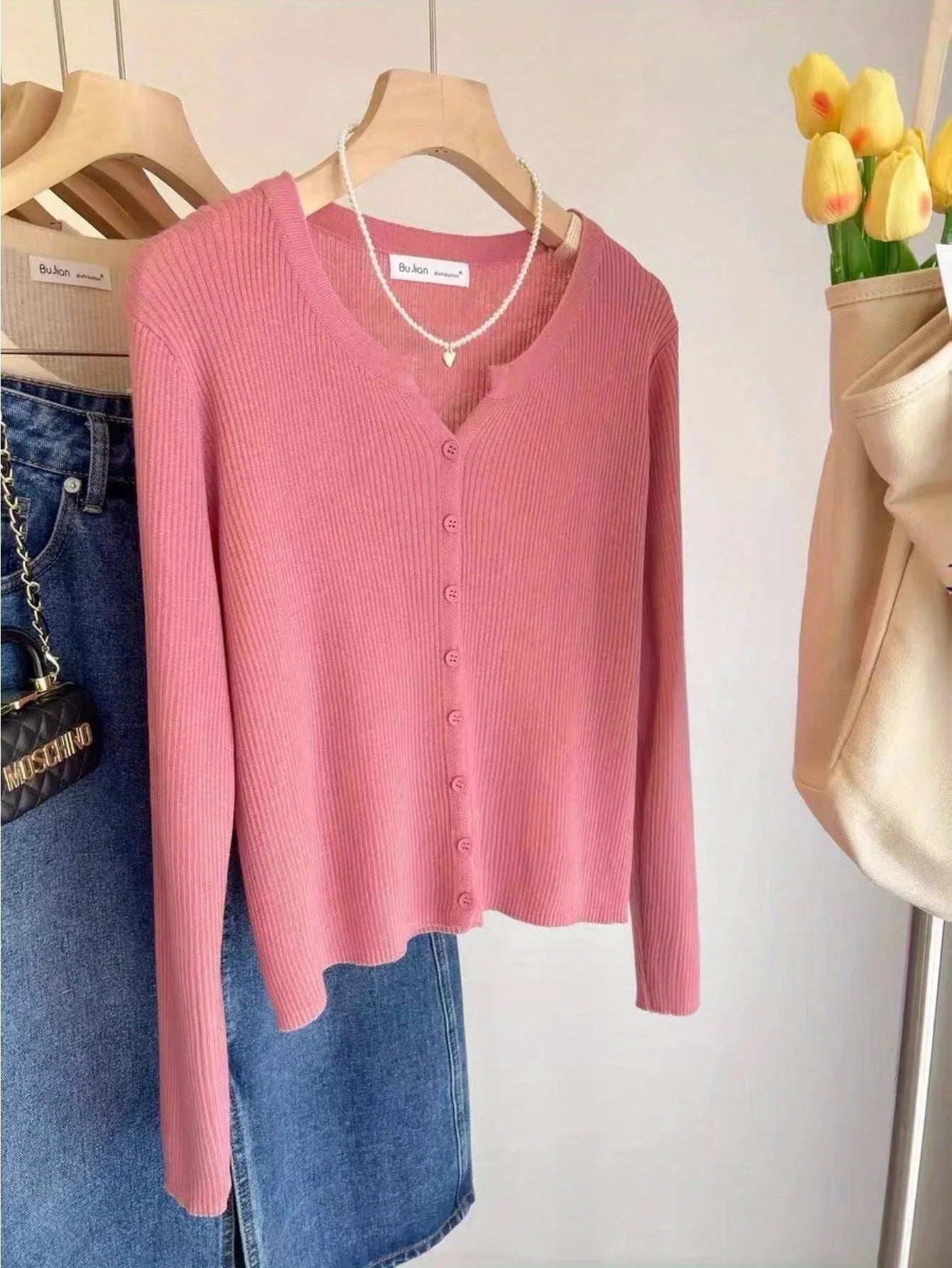 Women'S Lightweight Cardigan - Slim Fit Button-Front Sweater Jacket, Long Sleeve Layering Piece for Spring/Fall/Summer, Office to Party Outfits - Easy Care Chic Outerwear, Casual Wear, Ribbed Texture, Comfortable Wear, Stylish Coverup, Fashion Lovers MIRAFASH