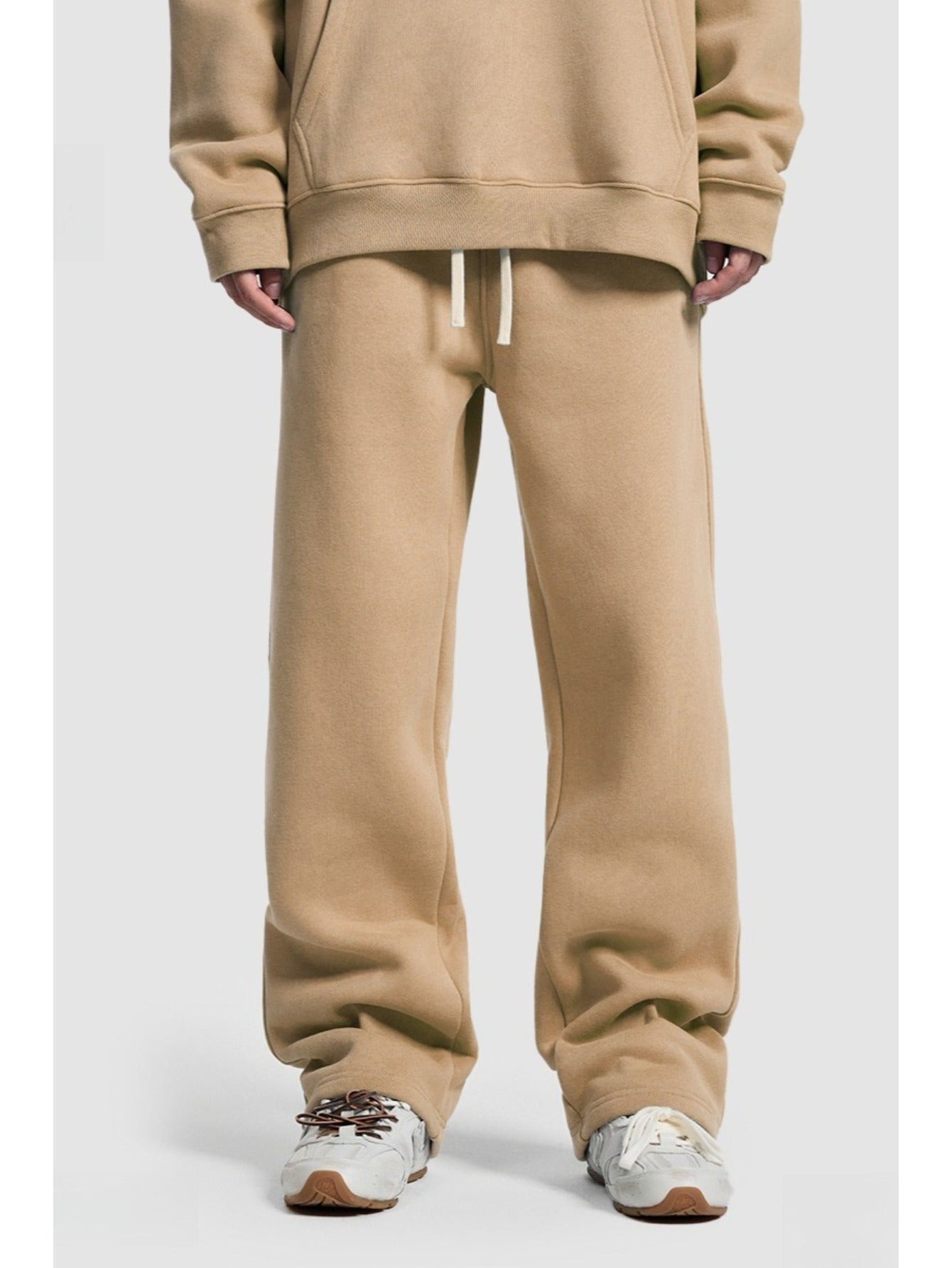 Unisex Hip Hop Streetwear Sweatpants – Autumn Winter 350G Fleece-Lined Straight-Leg Joggers, Loose Fit Casual Solid Color Pants MIRAFASH