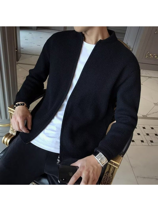 Men's Plus Size Cardigan Sweater – Warm Slim Fit Knitwear Jacket, Business Casual Outerwear MIRAFASH