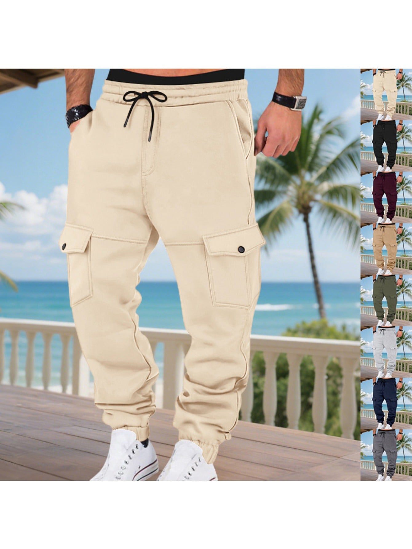 Men's Fleece Lined Cargo Pants - Multi Pocket Tactical Joggers Wide Leg Tapered Outdoor Sports Casual Winter Pants MIRAFASH