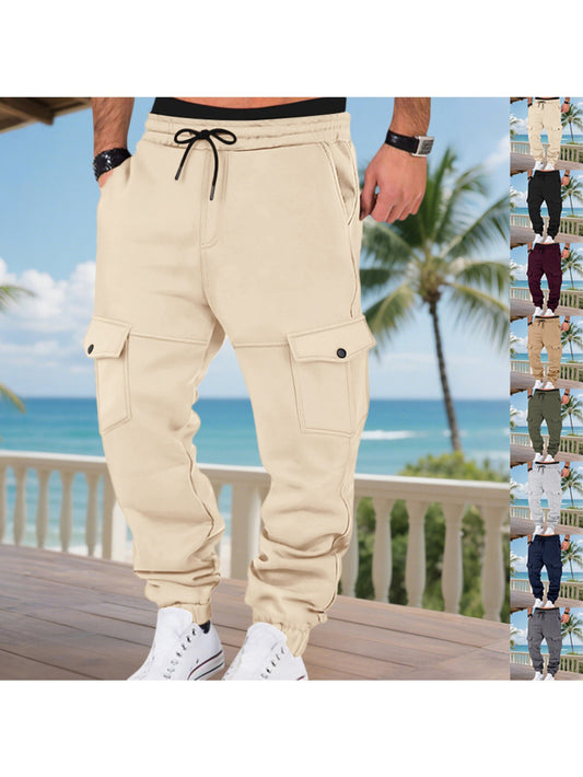 Men's Fleece Lined Cargo Pants - Multi Pocket Tactical Joggers Wide Leg Tapered Outdoor Sports Casual Winter Pants MIRAFASH