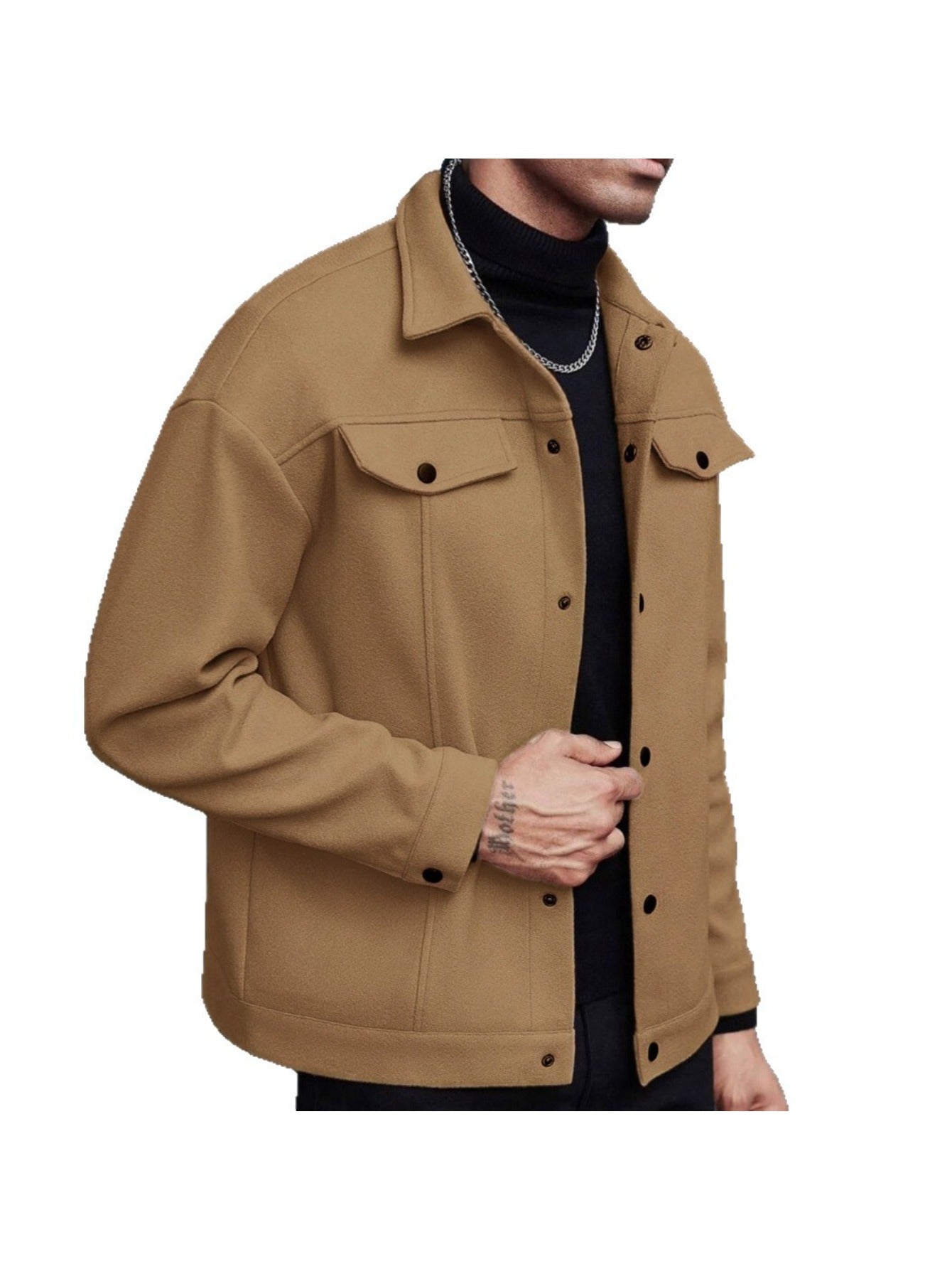 Men's Lapel Collar Jacket - Fall Winter Casual Sports Business Blazer Lightweight Windbreaker Outdoor Coat Slim Fit Zip Up Outerwear for Men MIRAFASH