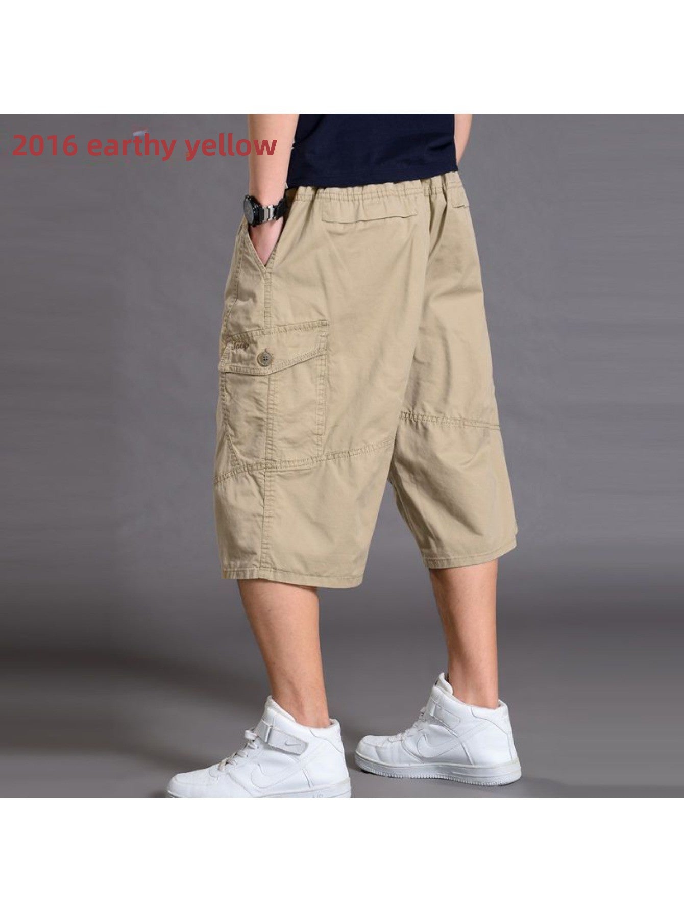 [Plus Size Cargo Shorts] Plus Size Men's Summer 3/4 Cargo Shorts | Loose Fit, Lightweight Workout Capris, Breathable Wide-Leg Casual Pants MIRAFASH