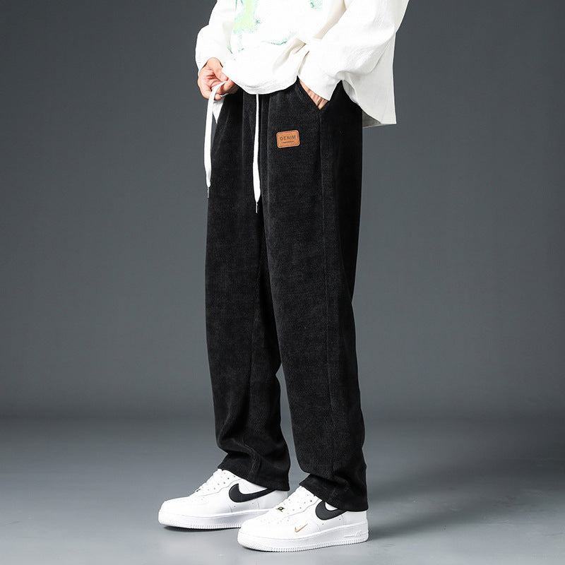 Men’s Corduroy Sweatpants – Heavyweight Loose Fit Jogger Pants, Straight Wide Leg Trousers, Casual Streetwear for Spring & Autumn MIRAFASH