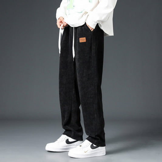 Men’s Corduroy Sweatpants – Heavyweight Loose Fit Jogger Pants, Straight Wide Leg Trousers, Casual Streetwear for Spring & Autumn MIRAFASH