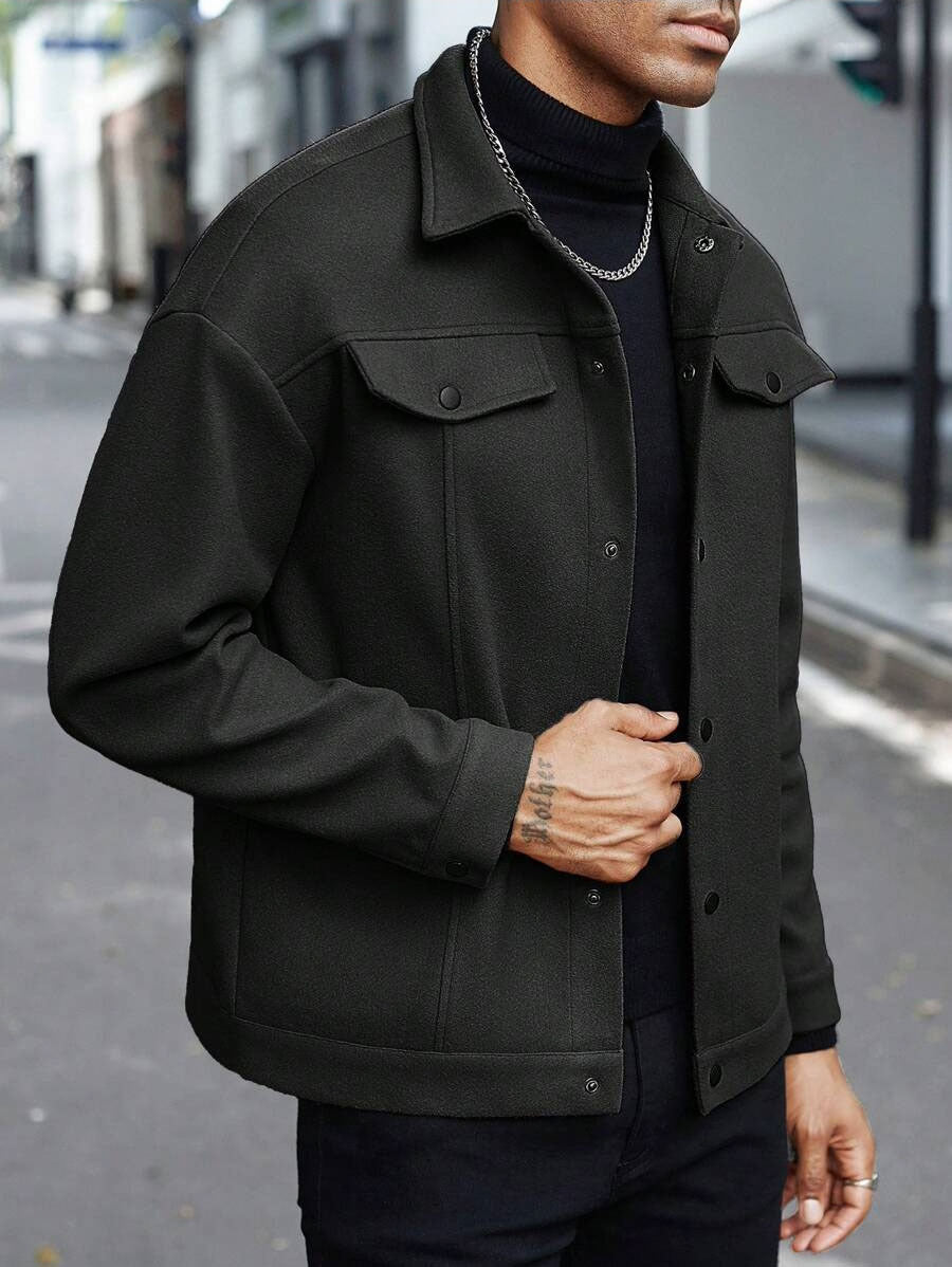 Men's Lapel Collar Jacket - Fall Winter Casual Sports Business Blazer Lightweight Windbreaker Outdoor Coat Slim Fit Zip Up Outerwear for Men MIRAFASH