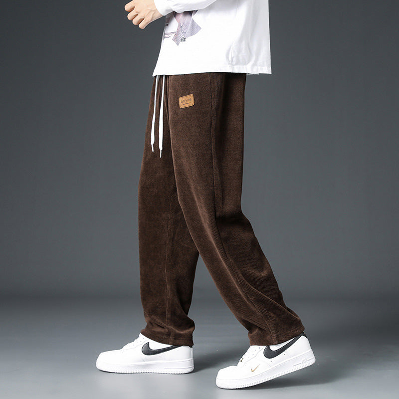 Men’s Corduroy Sweatpants – Heavyweight Loose Fit Jogger Pants, Straight Wide Leg Trousers, Casual Streetwear for Spring & Autumn MIRAFASH