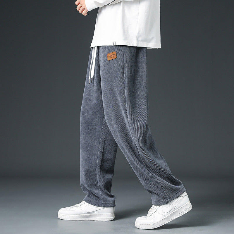 Men’s Corduroy Sweatpants – Heavyweight Loose Fit Jogger Pants, Straight Wide Leg Trousers, Casual Streetwear for Spring & Autumn MIRAFASH
