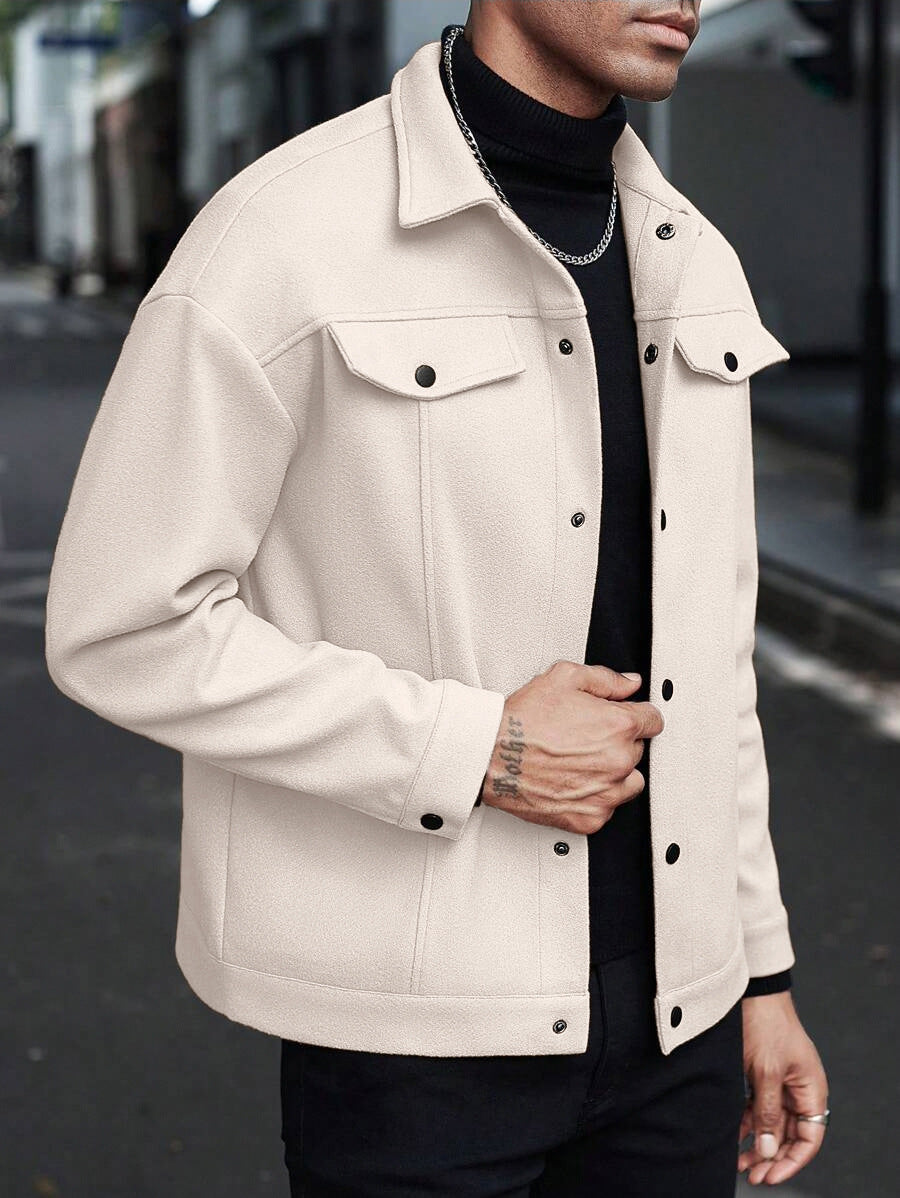 Men's Lapel Collar Jacket - Fall Winter Casual Sports Business Blazer Lightweight Windbreaker Outdoor Coat Slim Fit Zip Up Outerwear for Men MIRAFASH