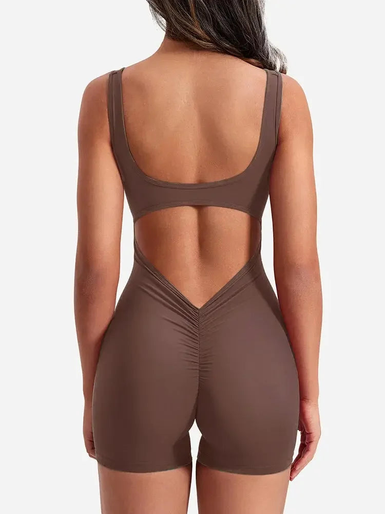 2024 Summer New Women's Yoga One Piece One Piece Vest Sleeveless One Piece Sports Shorts Fitness Sports One Piece MIRAFASH