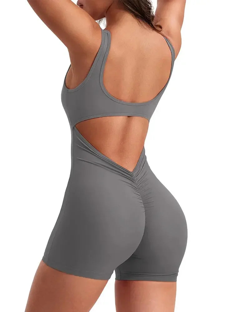 2024 Summer New Women's Yoga One Piece One Piece Vest Sleeveless One Piece Sports Shorts Fitness Sports One Piece MIRAFASH
