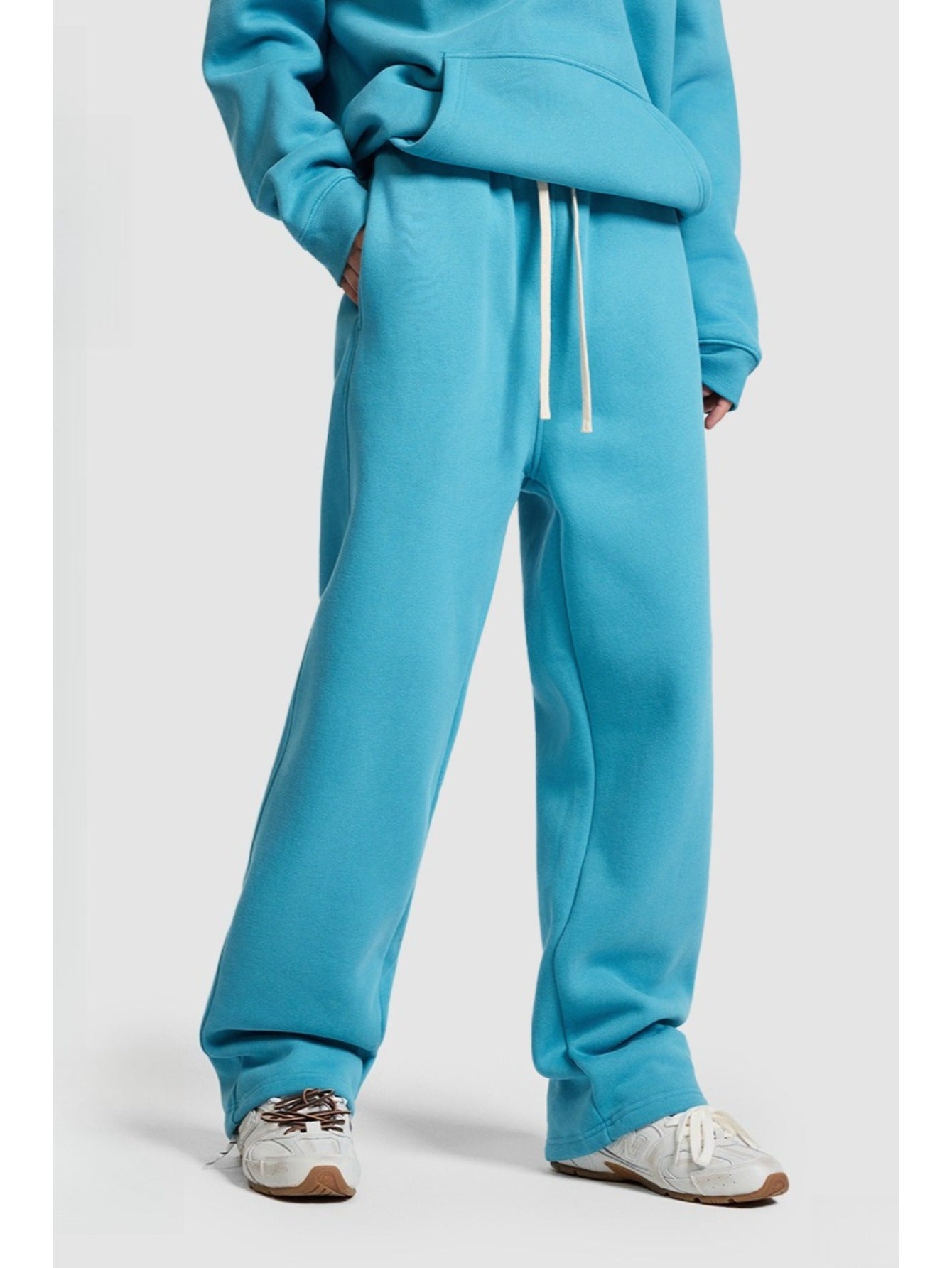 Unisex Hip Hop Streetwear Sweatpants – Autumn Winter 350G Fleece-Lined Straight-Leg Joggers, Loose Fit Casual Solid Color Pants MIRAFASH