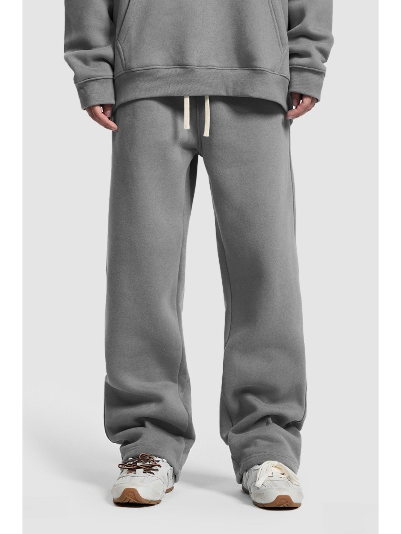 Unisex Hip Hop Streetwear Sweatpants – Autumn Winter 350G Fleece-Lined Straight-Leg Joggers, Loose Fit Casual Solid Color Pants MIRAFASH